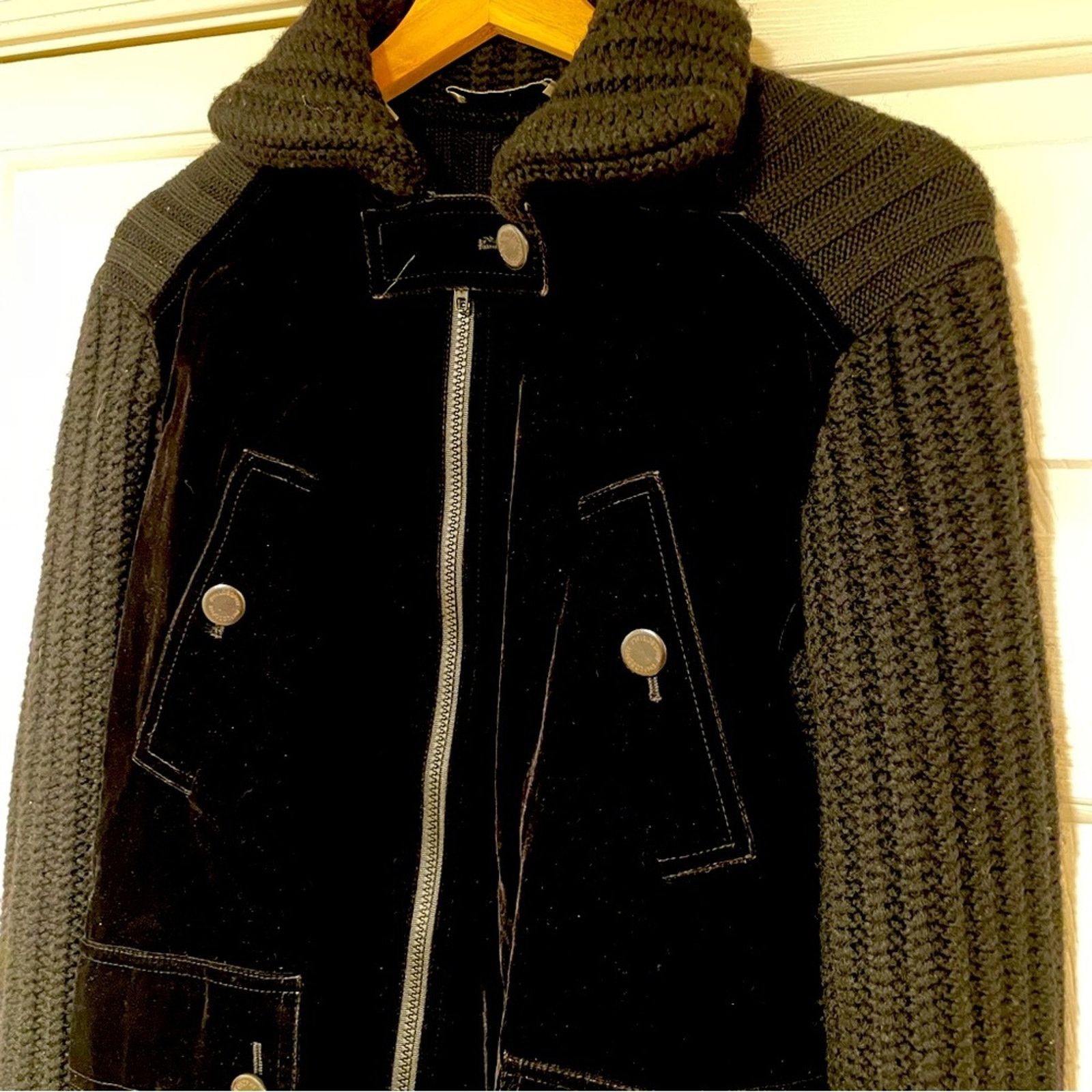 Alberta Ferretti Knit Velvet Black Philosophy di Alberta Ferretti Jacket Coat Size S / US 4 / IT 40 - 1 Thumbnail