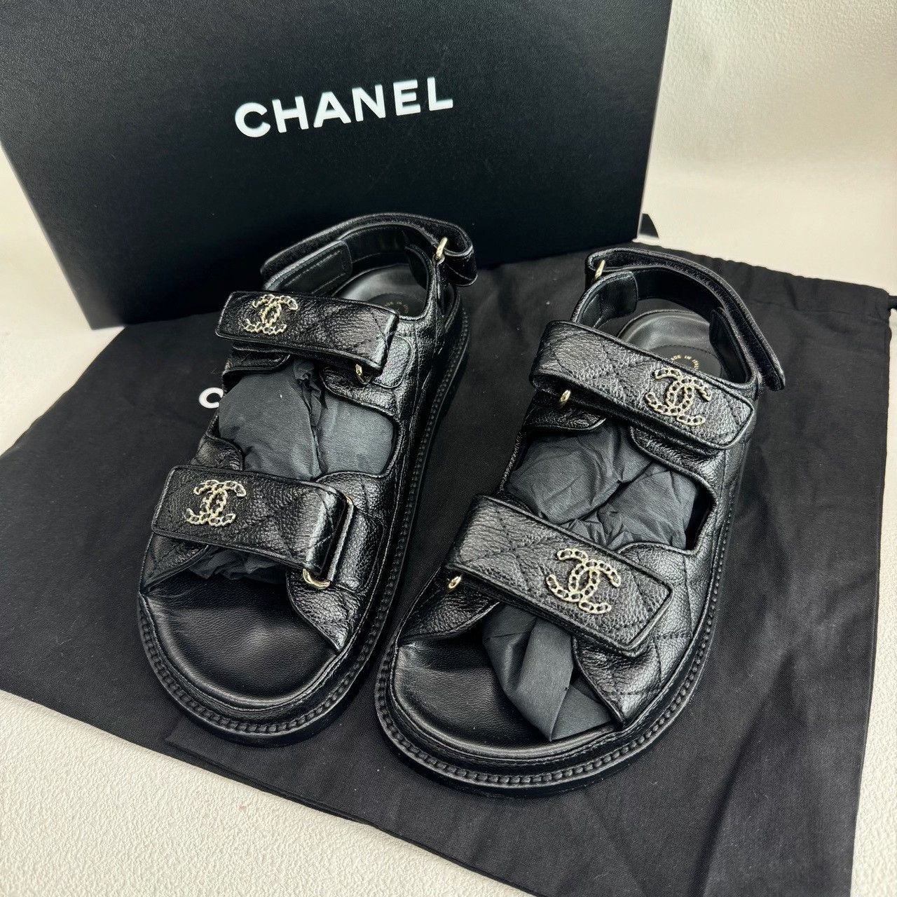 Chanel Chanel Black Sandals us_5 Women Size US 5 / IT 35 - 1 Thumbnail