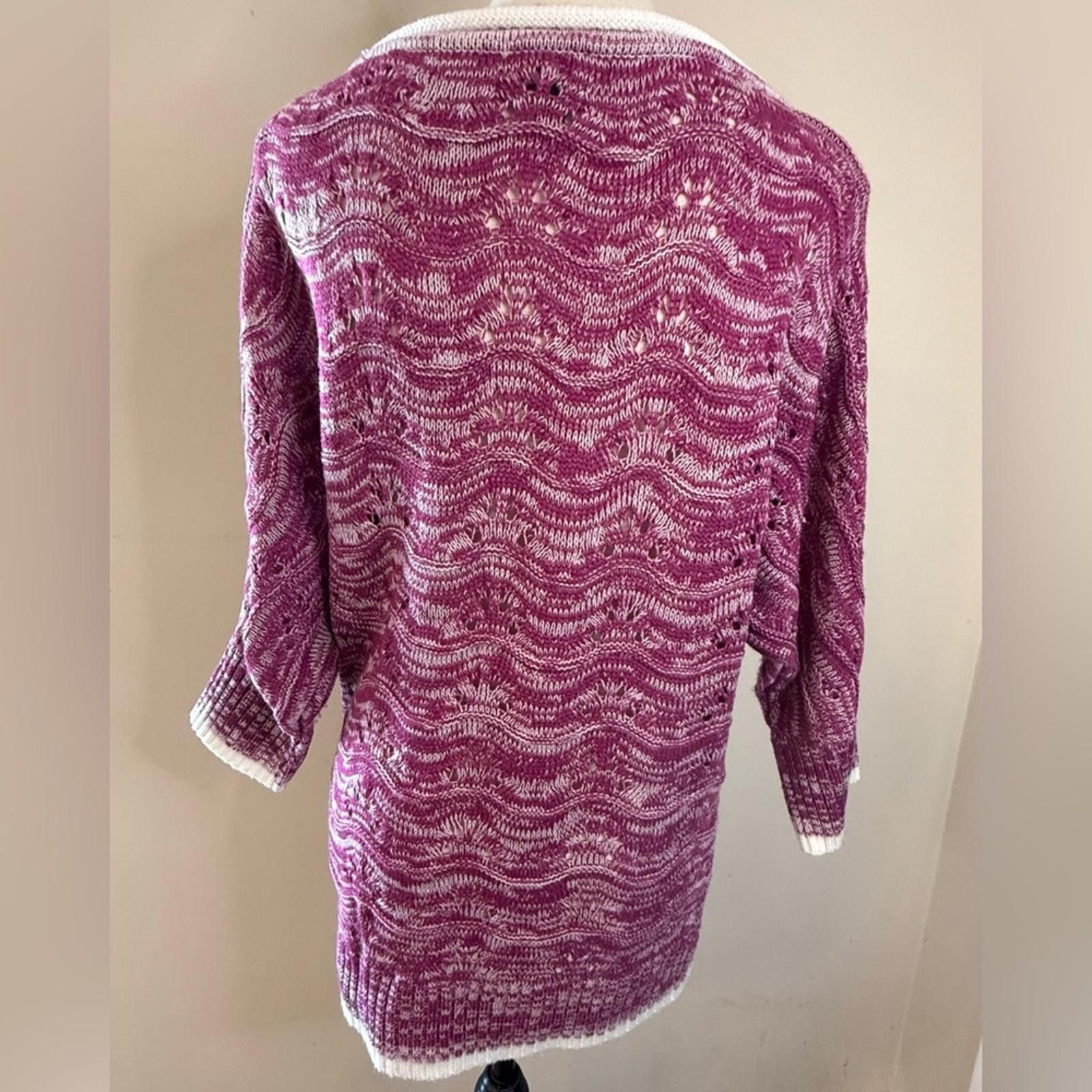 Other Jessica Simpson soft knit sweater pink white crop sleeve LG Size L / US 10 / IT 46 - 4 Thumbnail