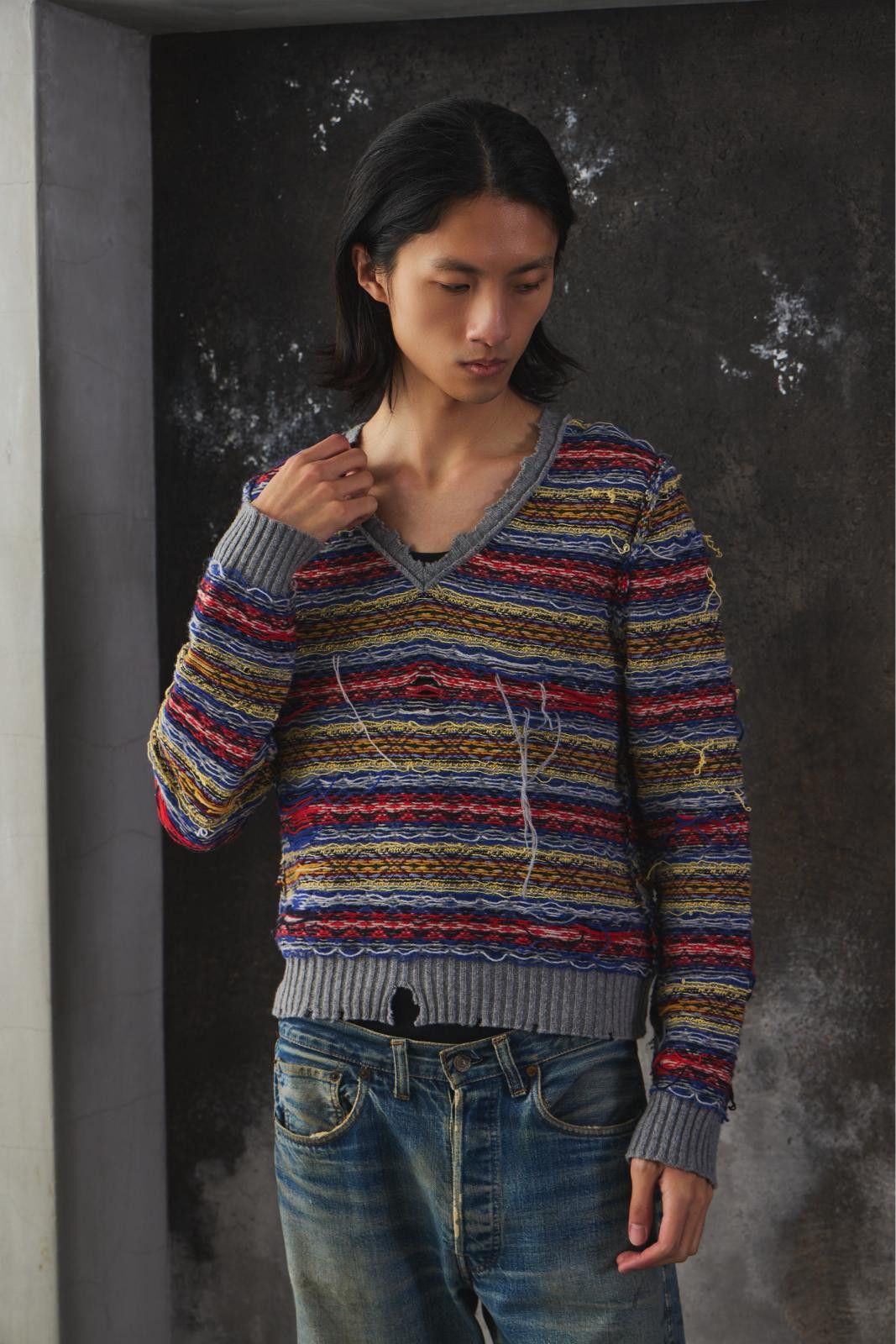 Maison Margiela Maison Margiela Distressed Multicolor Knit Sweater Size US M / EU 48-50 / 2 - 3 Thumbnail