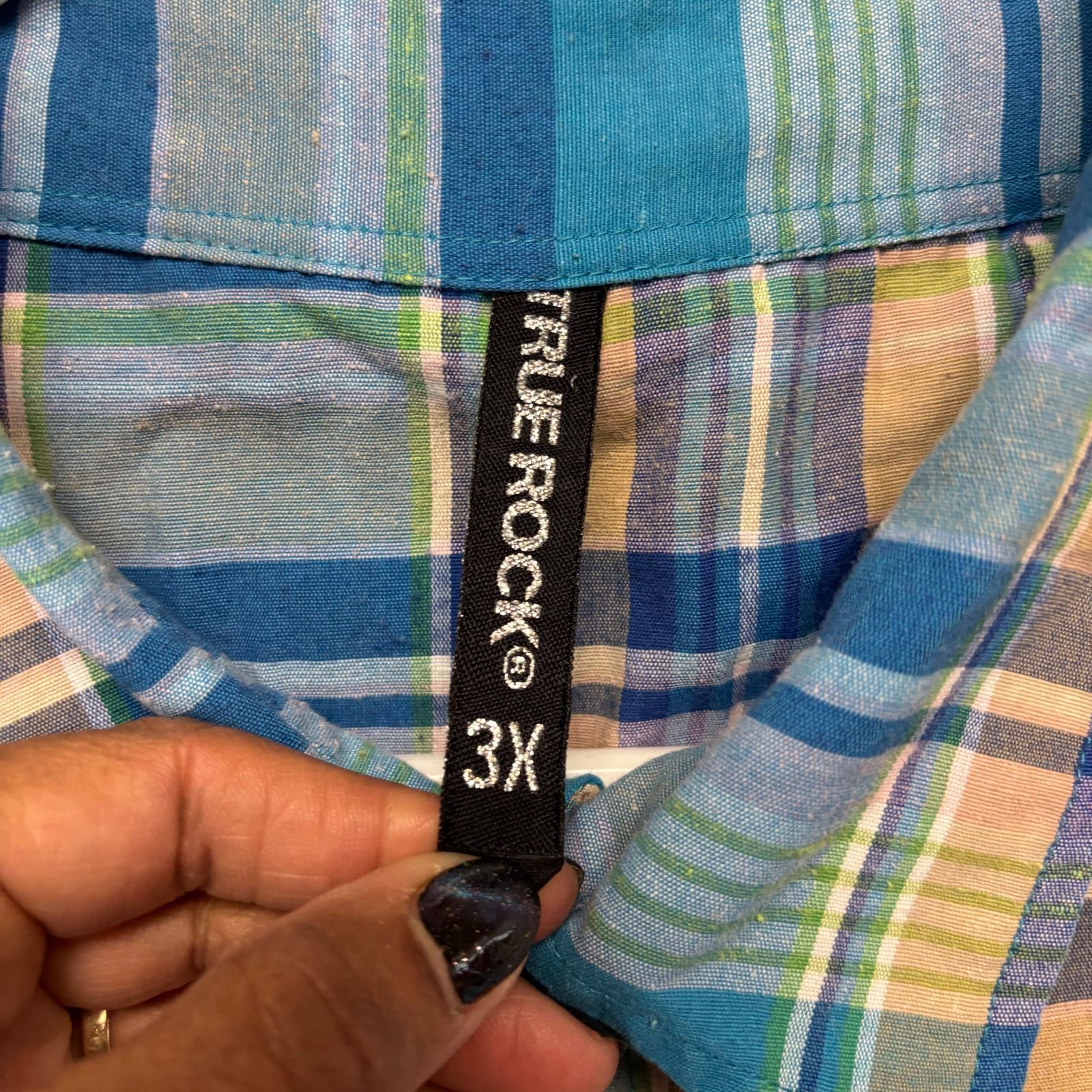 Other True Rock 3X Short Sleeve Plaid Button Shirt Blue Green Size US XXL / EU 58 / 5 - 4 Thumbnail