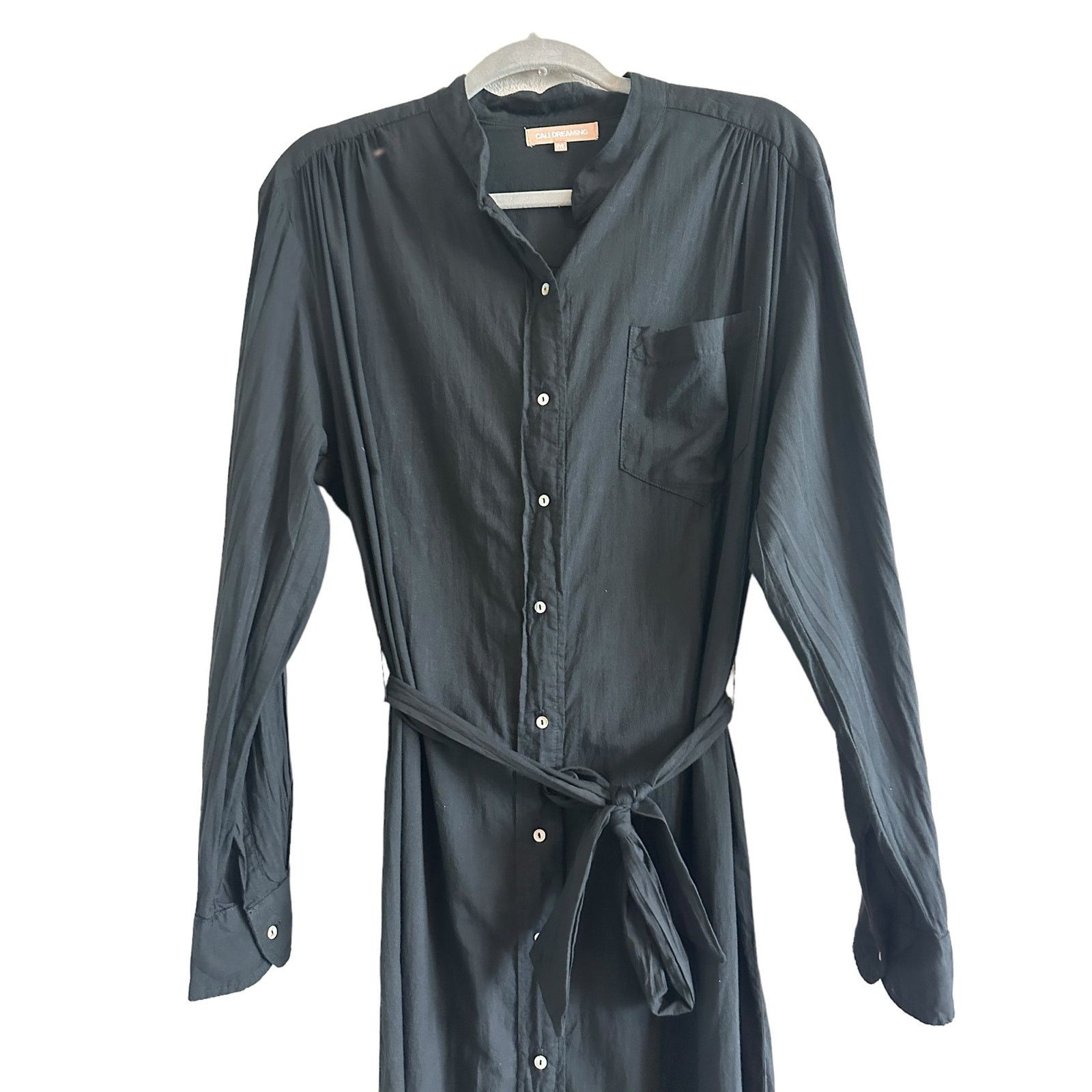 Other Cali Dreaming Medium Black Long Sleeve Button Up Shirt Dress Size M / US 6-8 / IT 42-44 - 5 Thumbnail