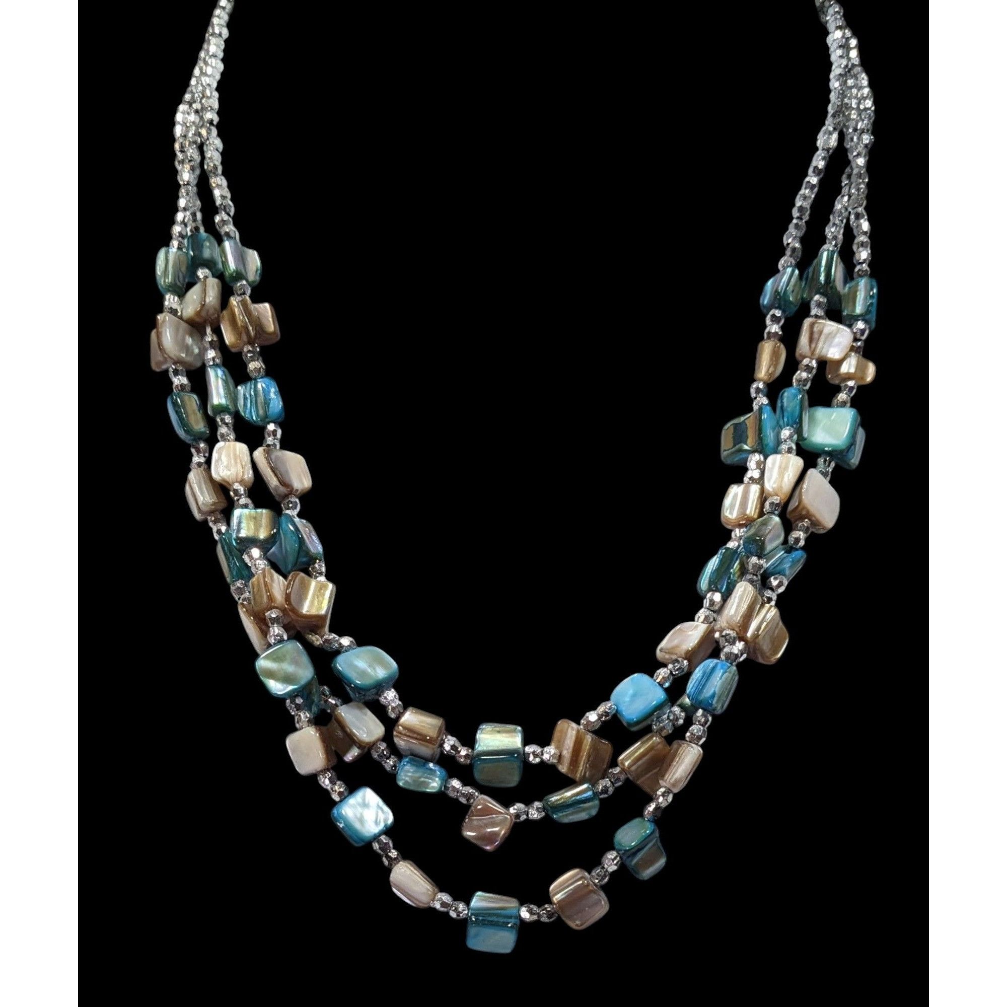 Other Mermaidcore Blue And Silver Tone Layered Shell Beaded Neckla Size ONE SIZE - 2 Thumbnail