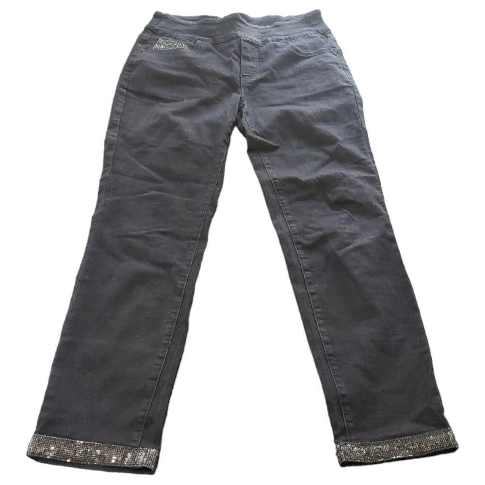 Designer CT1489 Ethyl Black Rhinestone Rimmed Cuff & Pocket Jean 8 Size 30" / US 8 / IT 44 - 1 Thumbnail