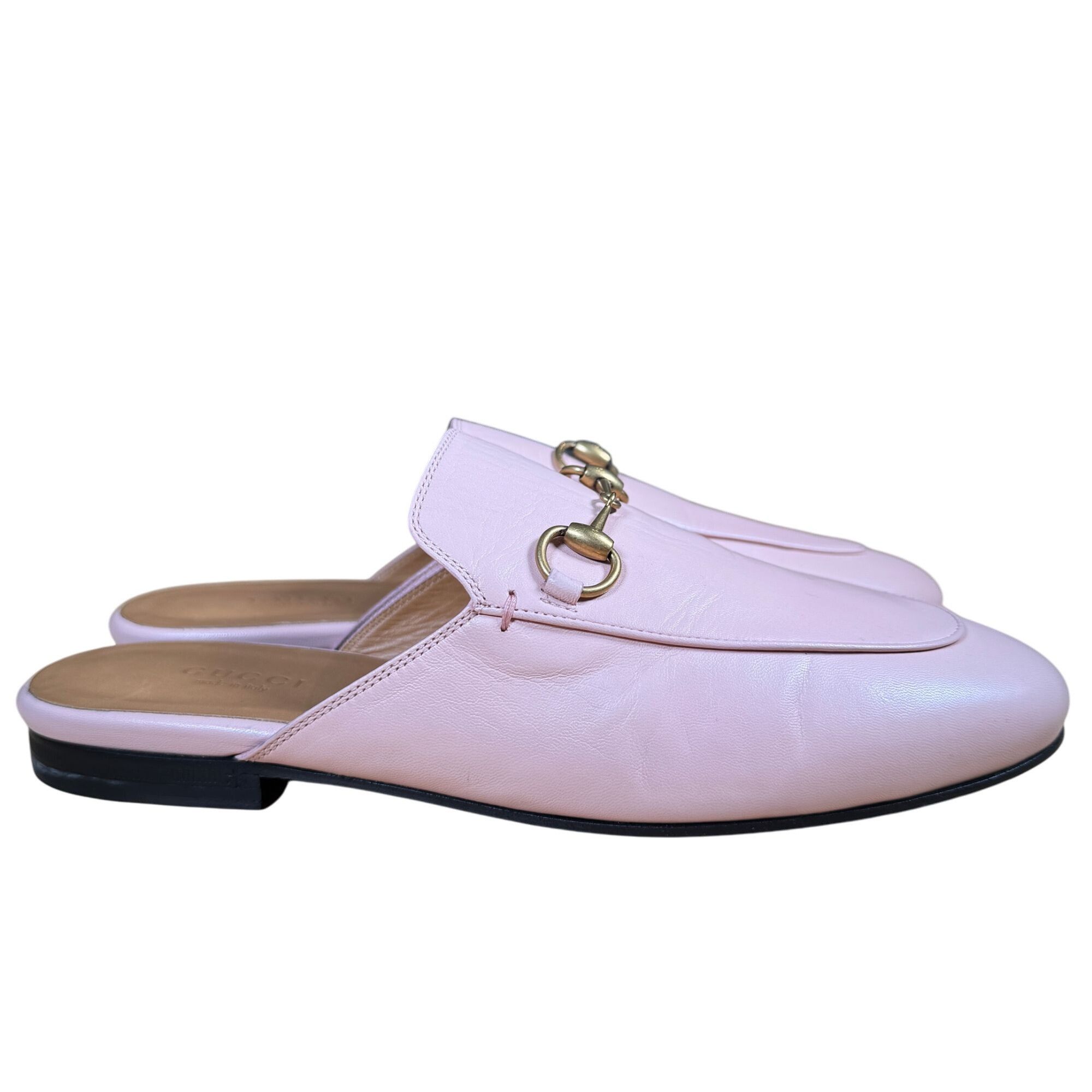 Gucci Princetown Horsebit Loafer Mule Blush Pink Leather Sli