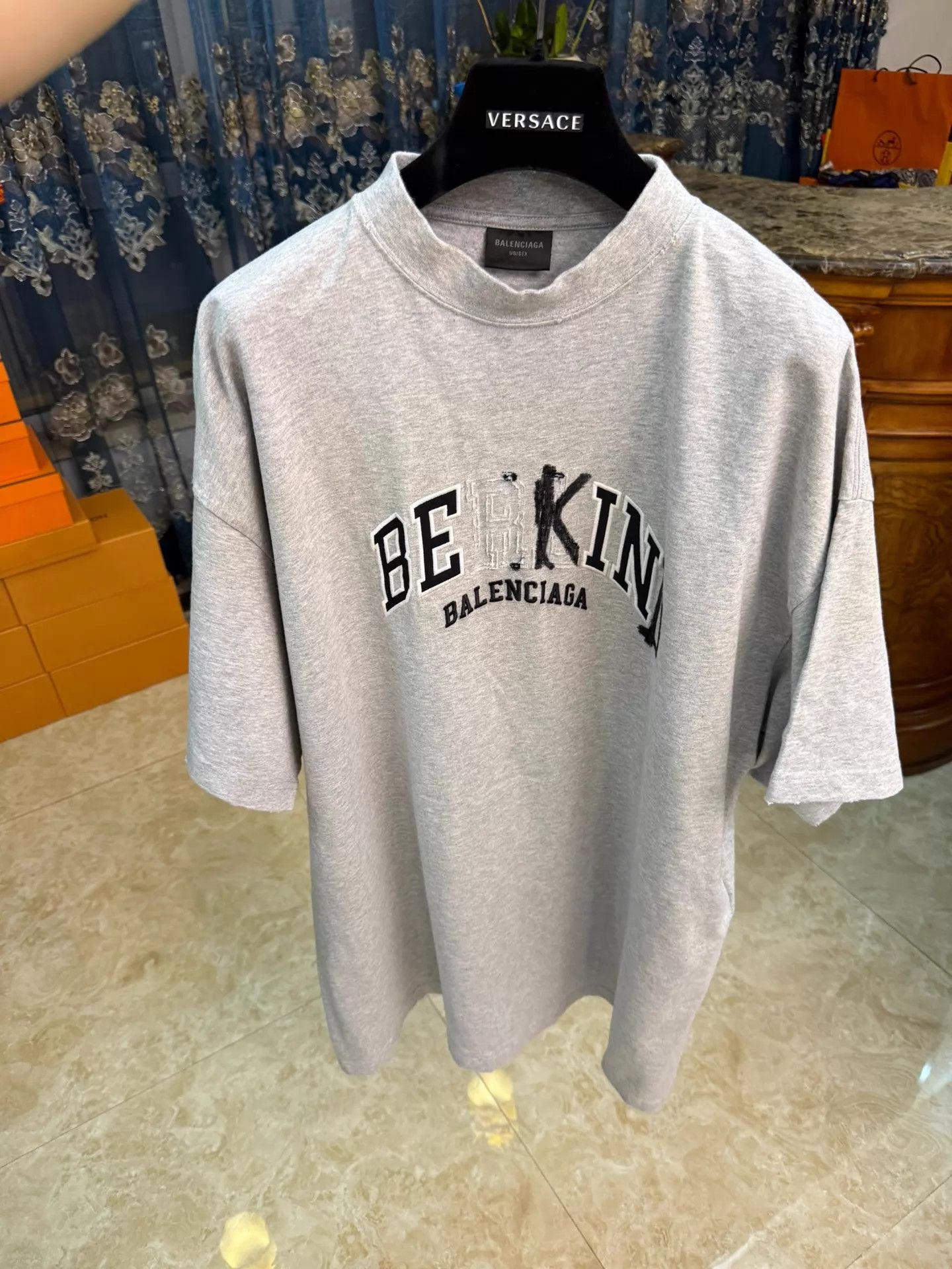 Balenciaga Balenciaga OS Gray Knit Logo T - Shirt Size US L / EU 52-54 / 3 - 1 Thumbnail