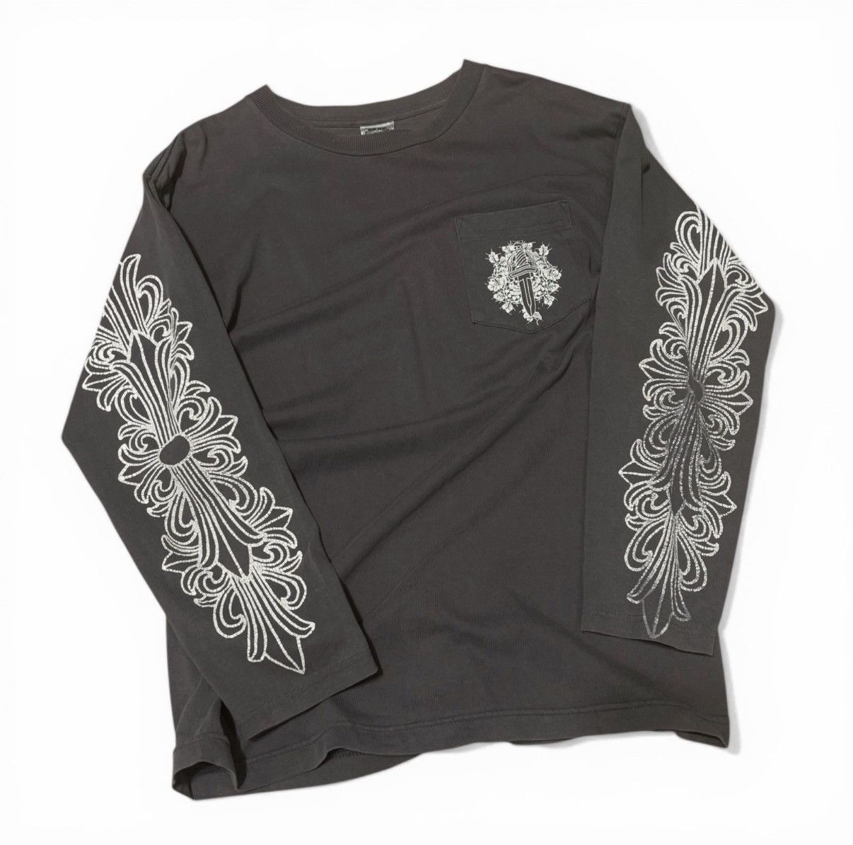 Chrome Hearts × Vintage VTG CHROME HEARTS BLUE FLORAL CROSS LONG