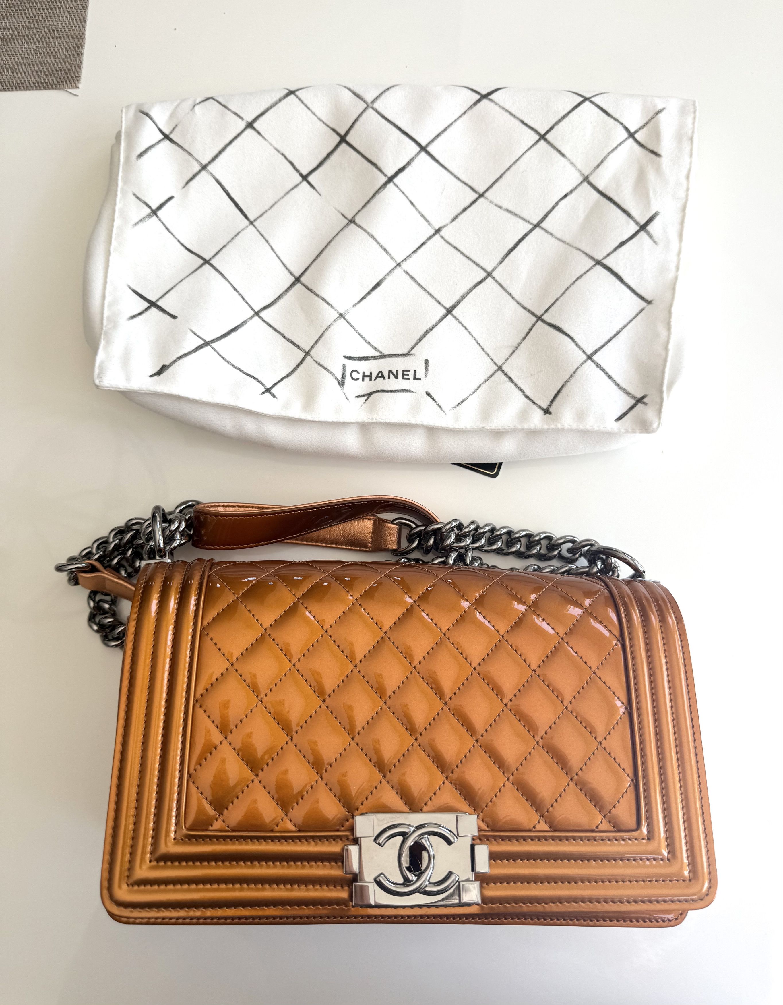 Chanel Chanel Boy Bag Metallic Bronze Quilted, Rare Edition Size ONE SIZE - 8 Thumbnail