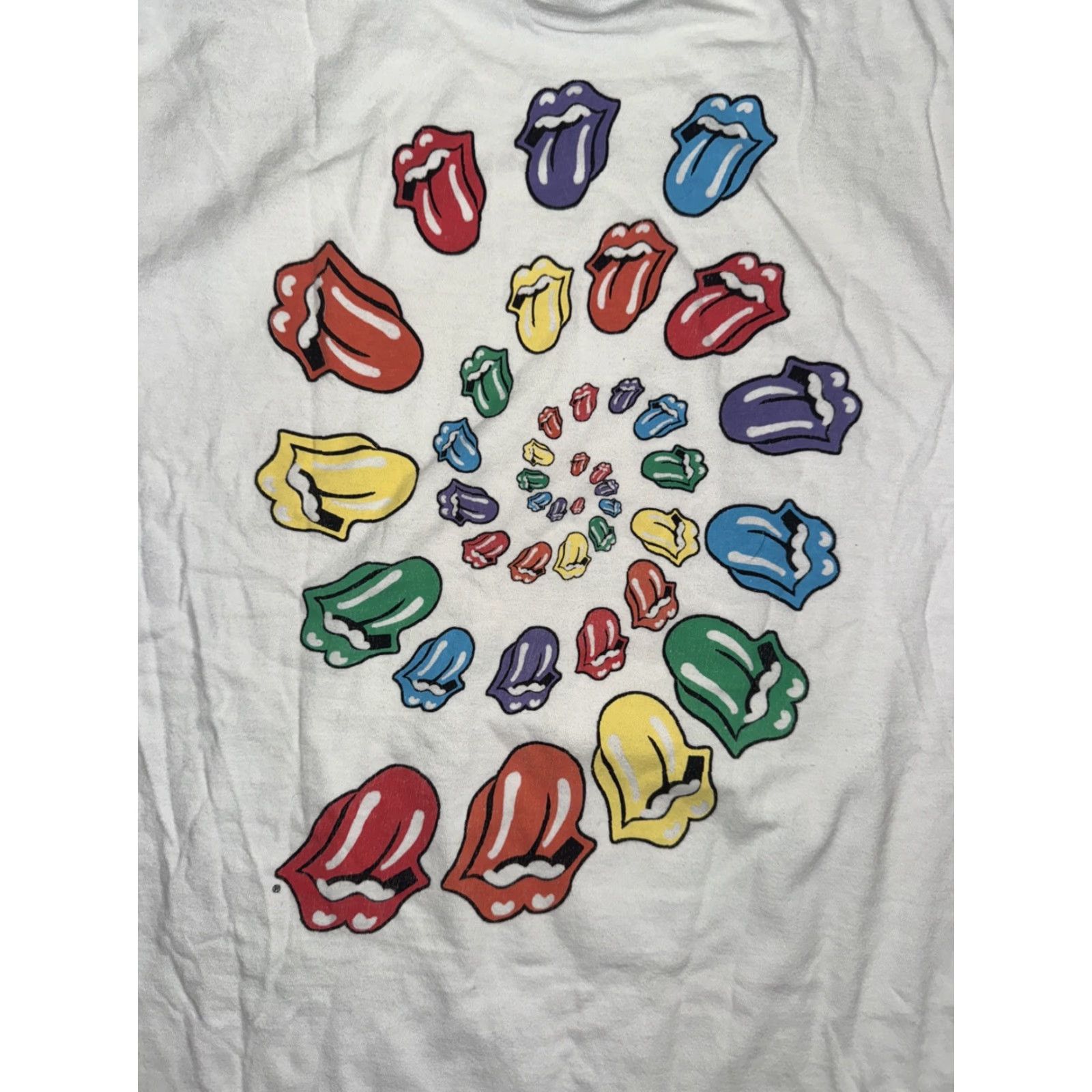 Rainbow VINTAGE Rolling Stones Rainbow Tongue Graphic Band T-Shirt White Small 19x25 Size US S / EU 44-46 / 1 - 2 Thumbnail