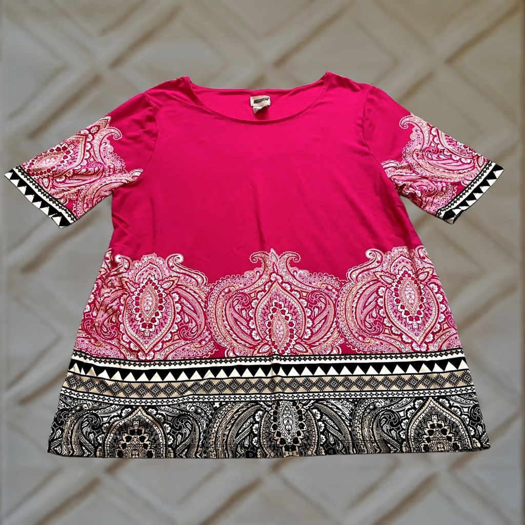 Vintage Chico's Shirt Womens Chico's Size 1 US Size Medium 8 Pink 3/4 Sleeve Rayon Top Shirt Women M Pink 3/4 Sleeve Rayon Top Chico's Size M / US 6-8 / IT 42-44 - 1 Thumbnail