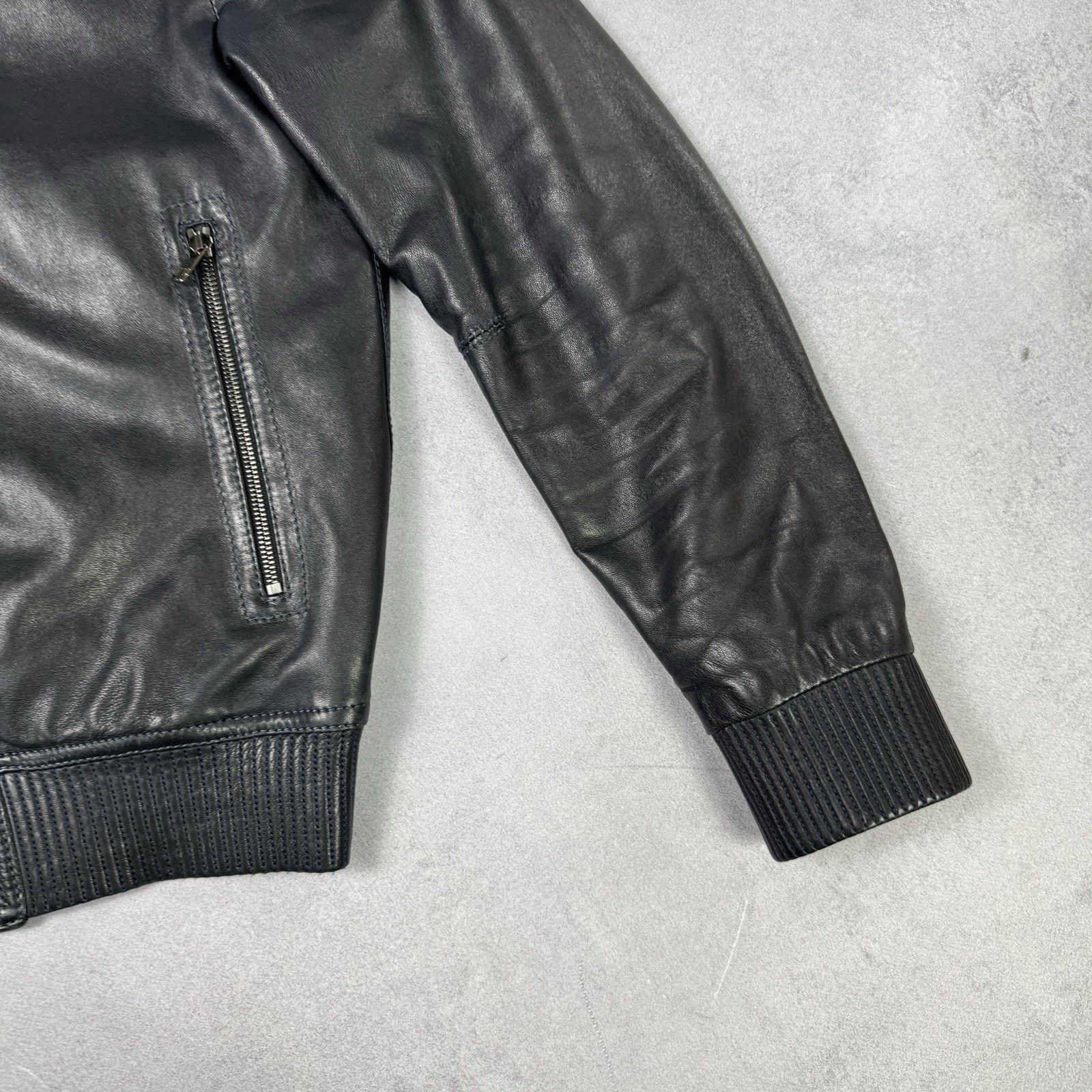 Dirk Bikkembergs Dirk Bikkembergs Men Leather Jacket Size 48 Dark Blue Size US M / EU 48-50 / 2 - 8 Thumbnail