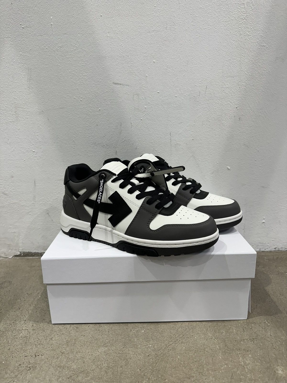 image of Off White Off-White - Out Of Office Dark Grey Black Sneakers, Men's (Size 8)