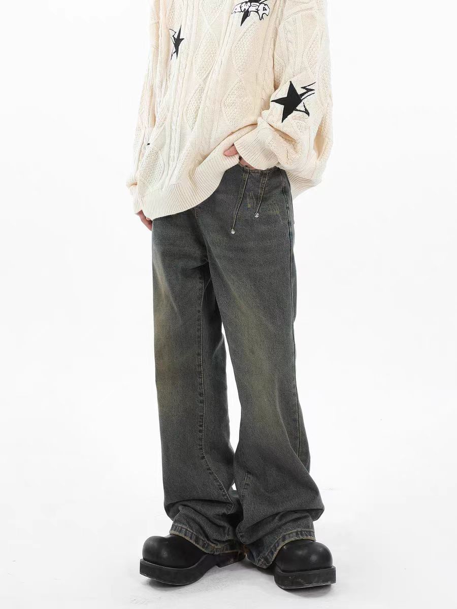 Japanese Brand × Jean Retro yellow mud-dyed grunge straight-leg bootcut jeans Size US 34 / EU 50 - 3 Thumbnail