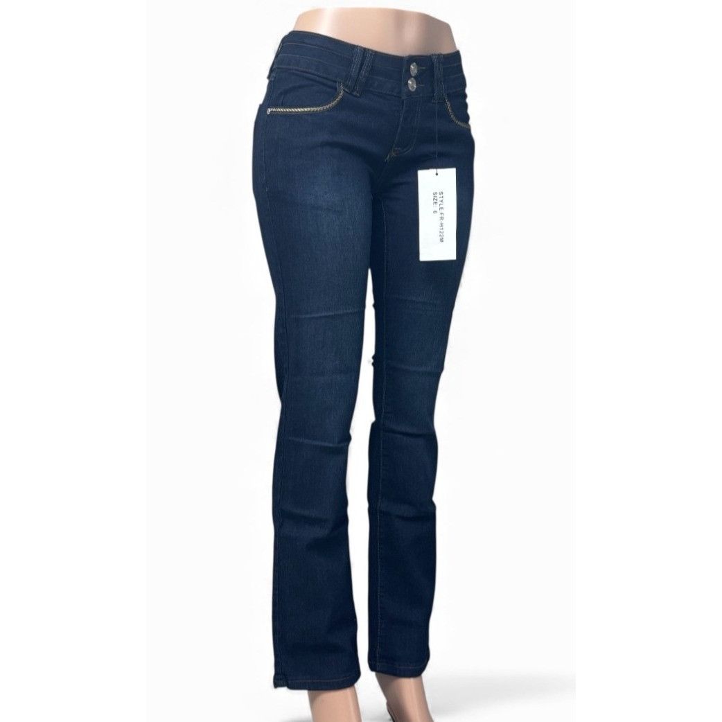 Other Out Jeans Women’s Cross-stitch Straight Leg Stretch Jeans, D Size 28" / US 6 / IT 42 - 2 Thumbnail