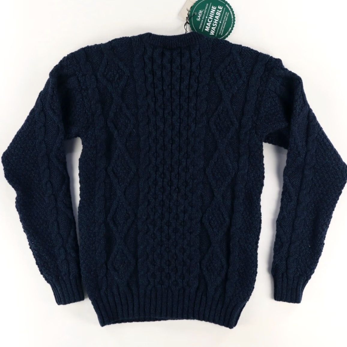 Vintage Saol Aran Fisherman Cable Solid Long Sleeve Sweater Teal Men's S Shirt Size US S / EU 44-46 / 1 - 4 Thumbnail