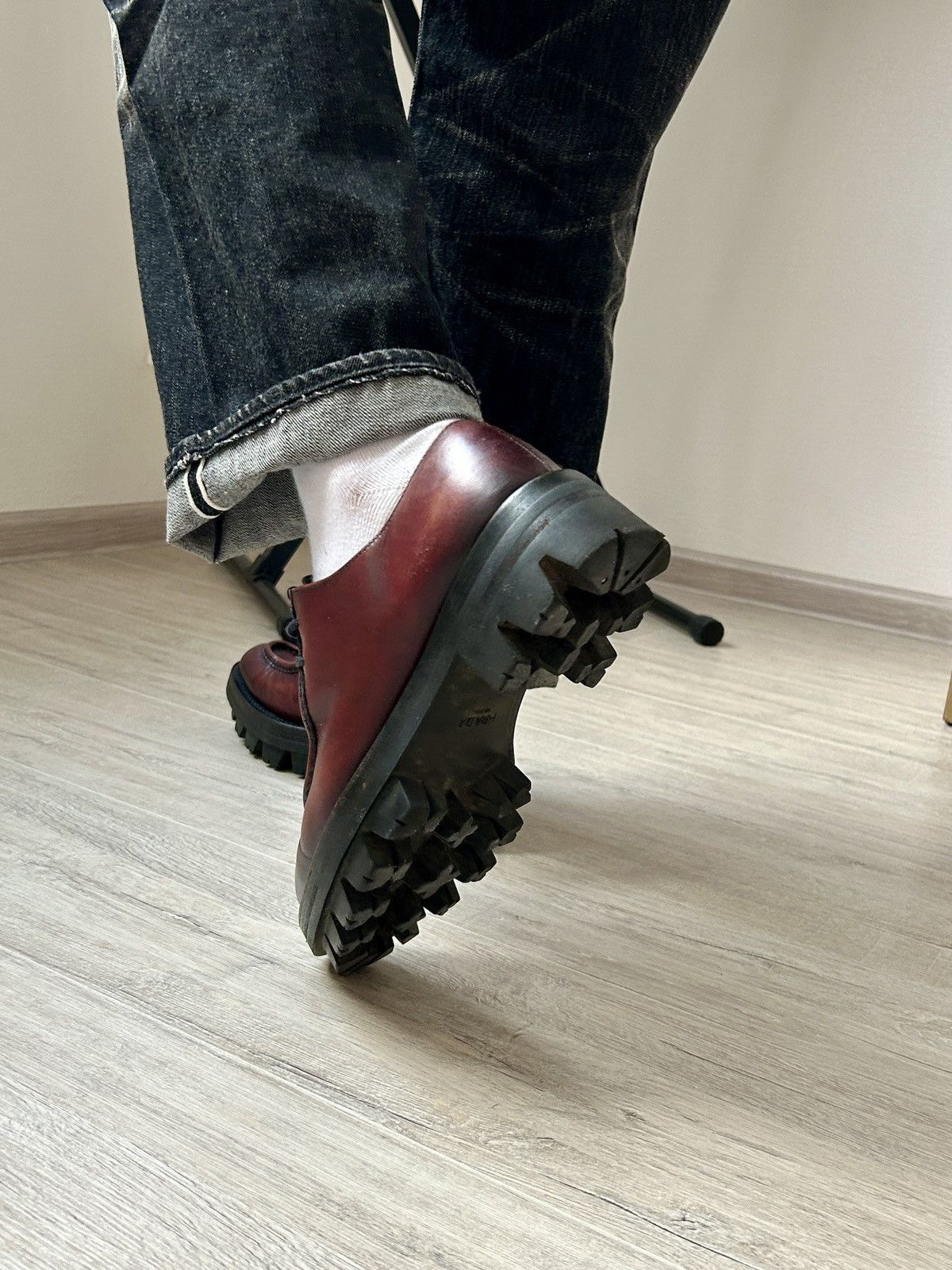 Prada Rare Prada FW13 Runaway Calfskin Burgundy Lug Sole Creepers Size US 9 / EU 42 - 5 Thumbnail