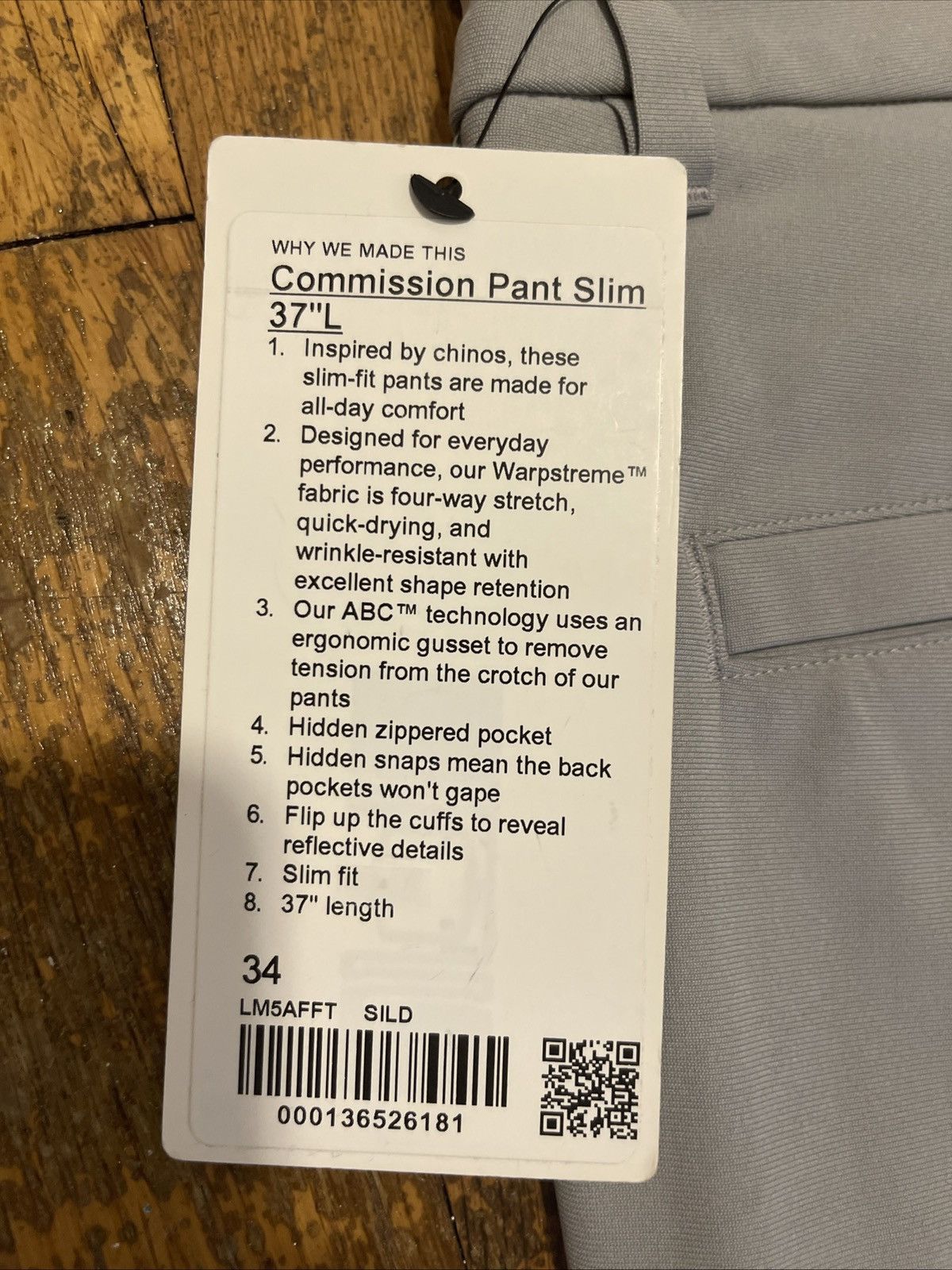 Lululemon Lululemon Commission Pant Slim 37 Length 34 Waist Size US 34 / EU 50 - 3 Thumbnail