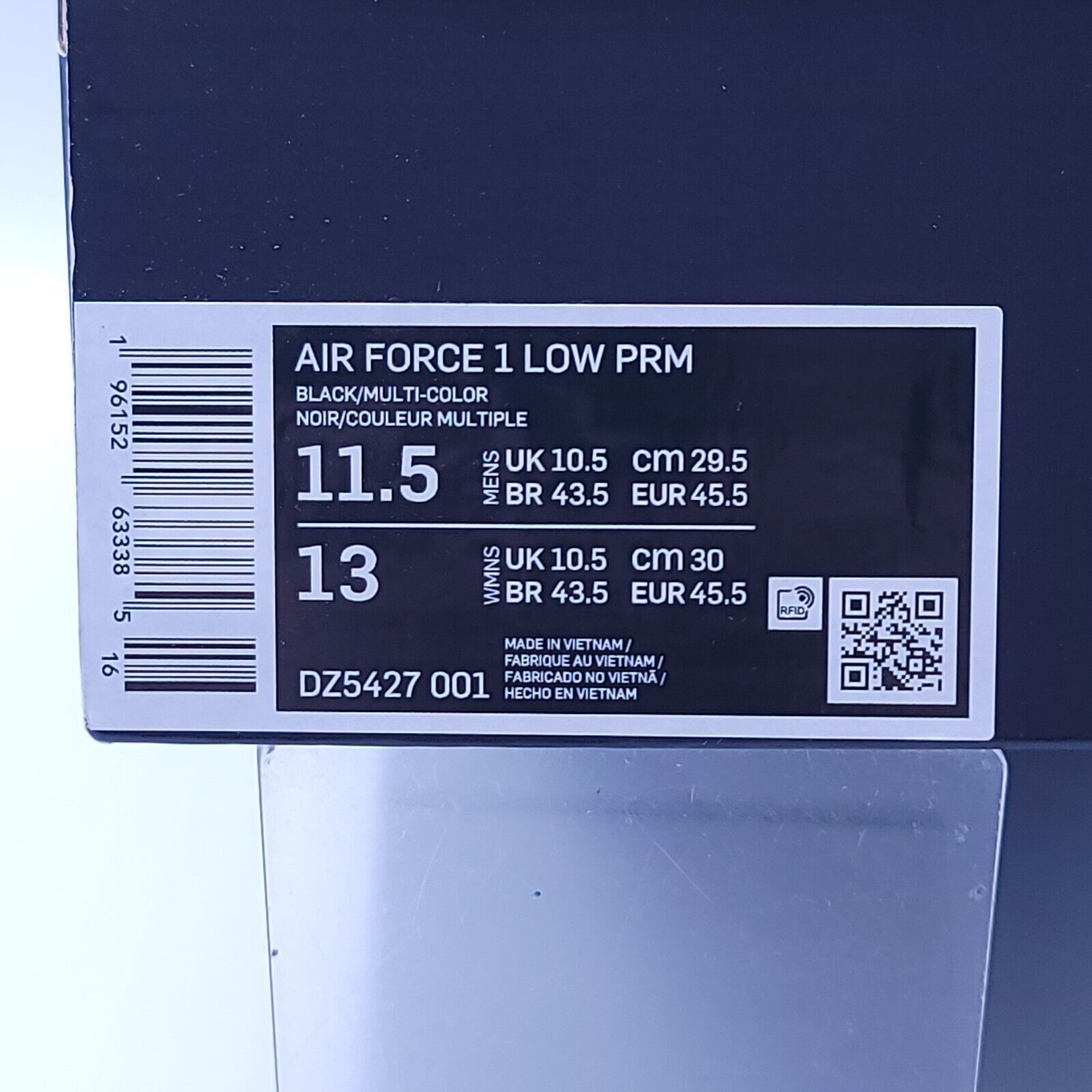 Nike Nike Air Force 1 Low PRM Shoe Men Size 11.5 DZ5427-001 Black Size US 11.5 / EU 44-45 - 9 Thumbnail