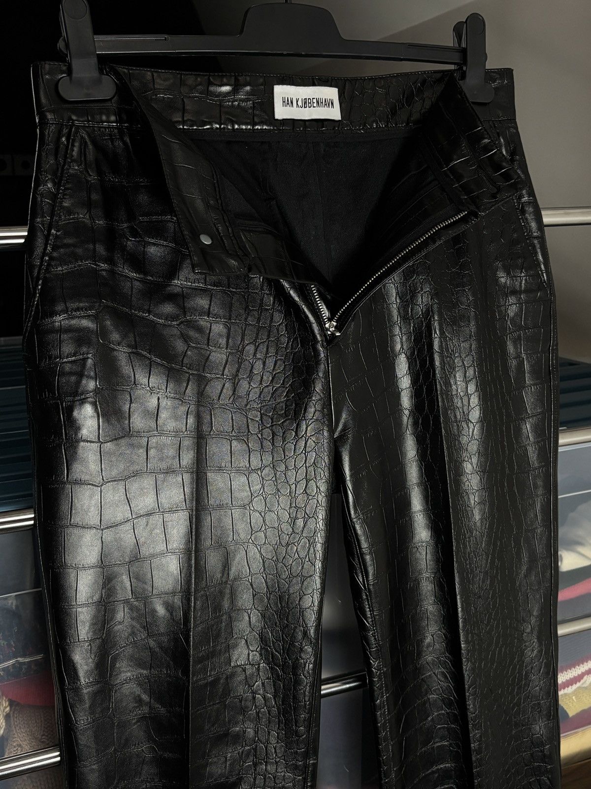 Han Kjobenhavn Han Kjobenhvn Black Croc Vegan Leather Avant Garde Pants Size US 30 / EU 46 - 4 Thumbnail