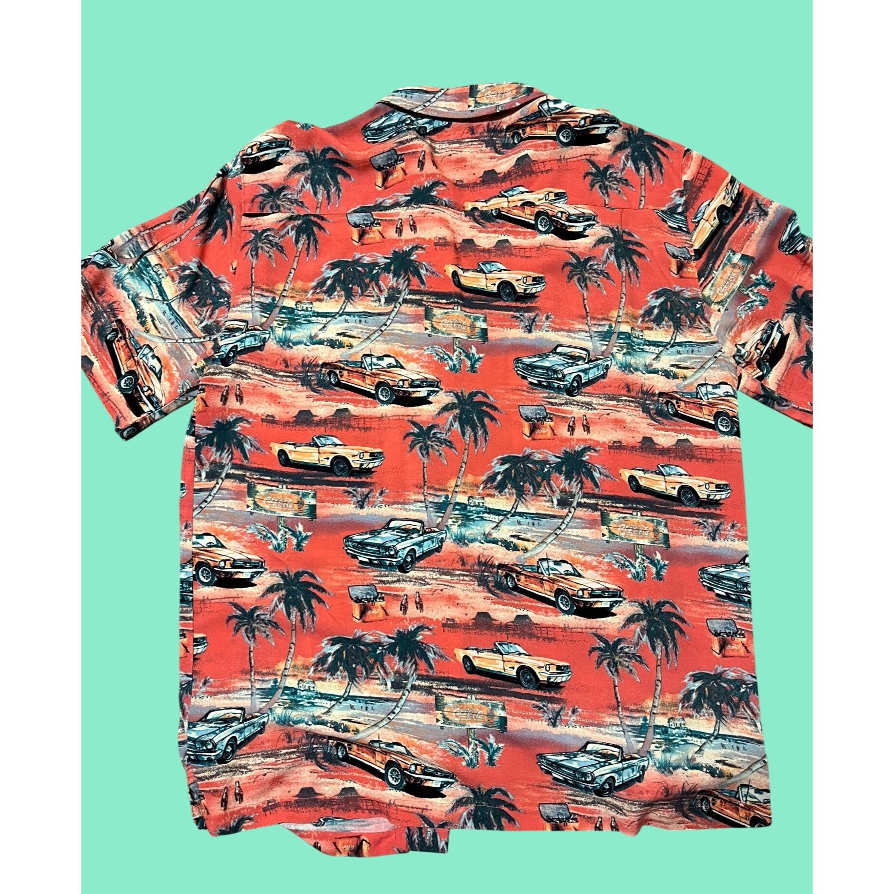 Other Ford Mustang Hawaiian Button-Up Shirt "shrimp orangie" color Size US L / EU 52-54 / 3 - 2 Thumbnail