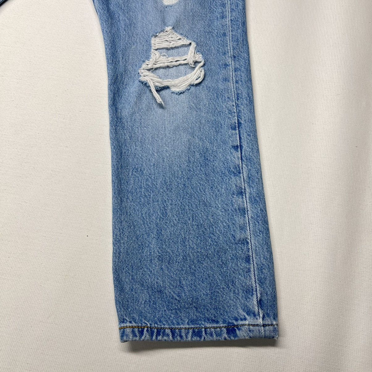 Levi's Levis Premium Jeans Blue 501 Straight Original Denim Ripped Size 25" / US 0 / IT 36 - 2 Thumbnail