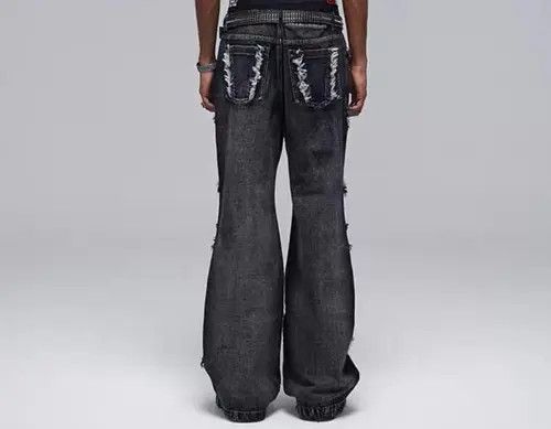 VIBE Vintage deconstructed washed distressed fringed jeans Size US 34 / EU 50 - 5 Thumbnail