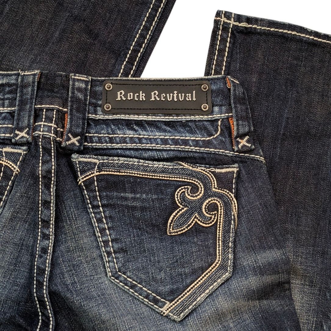 Rock Revival New ROCK REVIVAL Capri Jeans Dark Wash Fleur de Lis Pocket Size 26" / US 2 / IT 38 - 4 Thumbnail