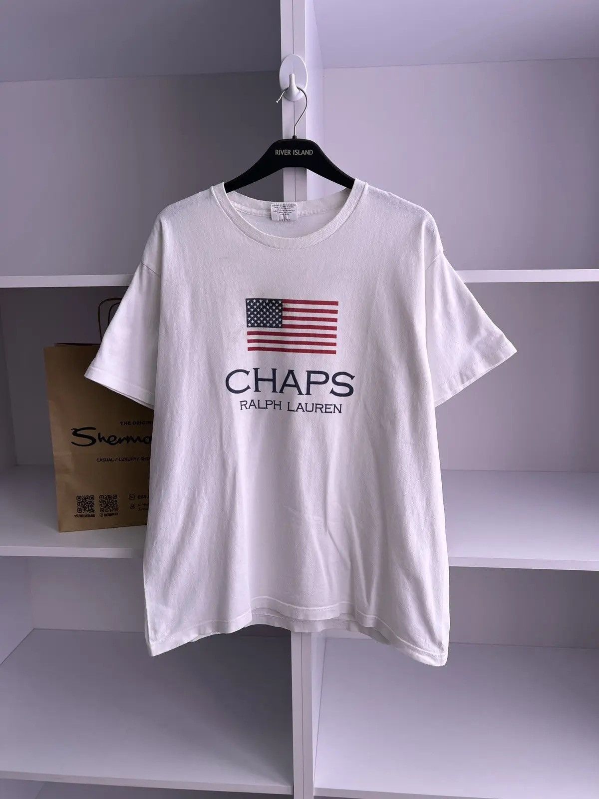 Chaps Ralph Lauren × Polo Ralph Lauren × Vintage Vintage Ralph Lauren Chaps Usa flag tee Size US L / EU 52-54 / 3 - 4 Thumbnail