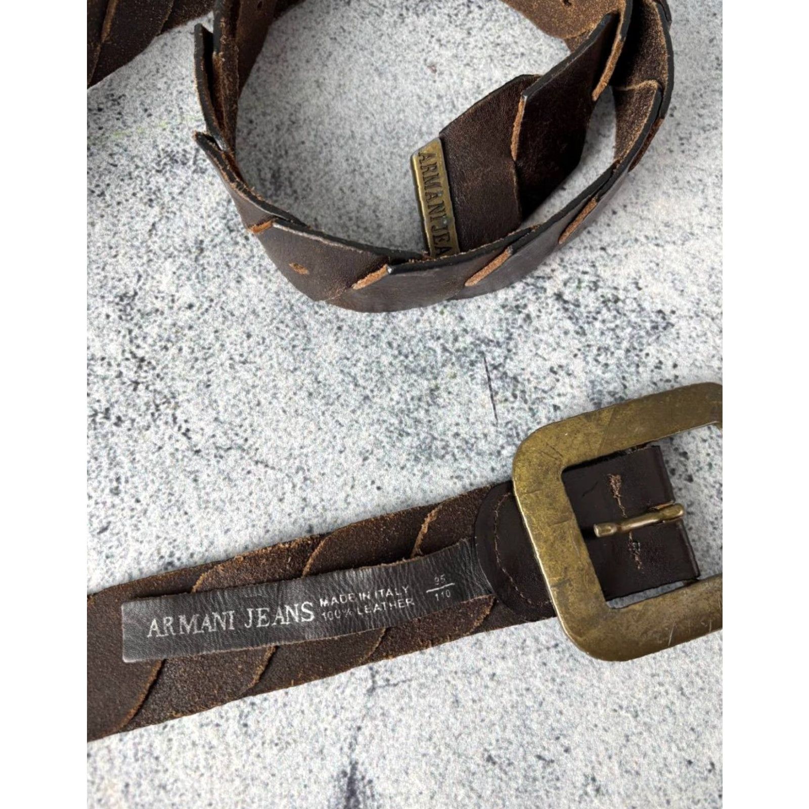 Vintage Armani Jeans Belt Women Leather Brown Buckle One Size Vintage Leather Belt Brown Size 42" / US 20 - 6 Thumbnail