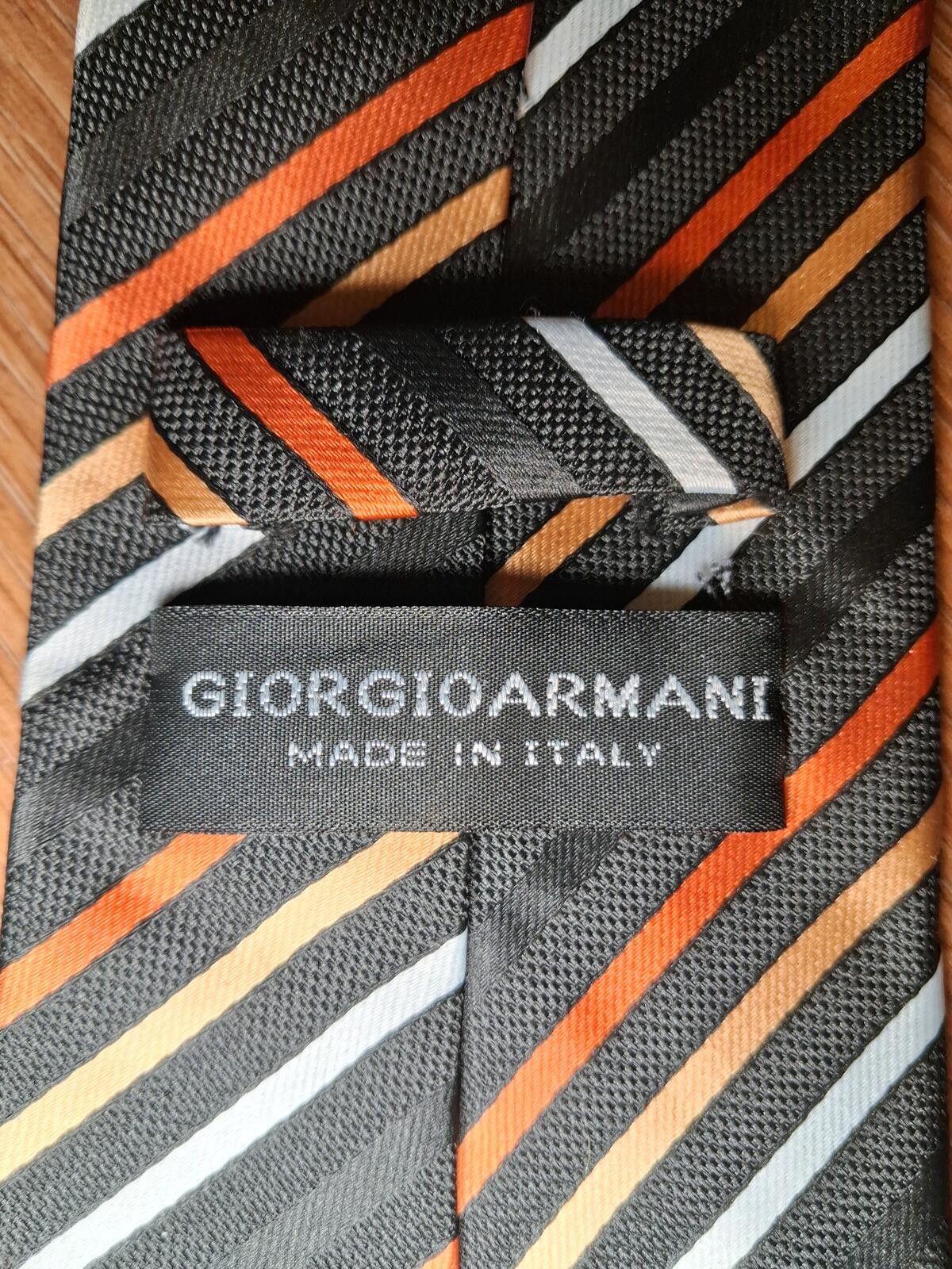 Giorgio Armani Giorgio Armani Silk Tie Black Striped Handmade in Italy Wide Size ONE SIZE - 2 Thumbnail