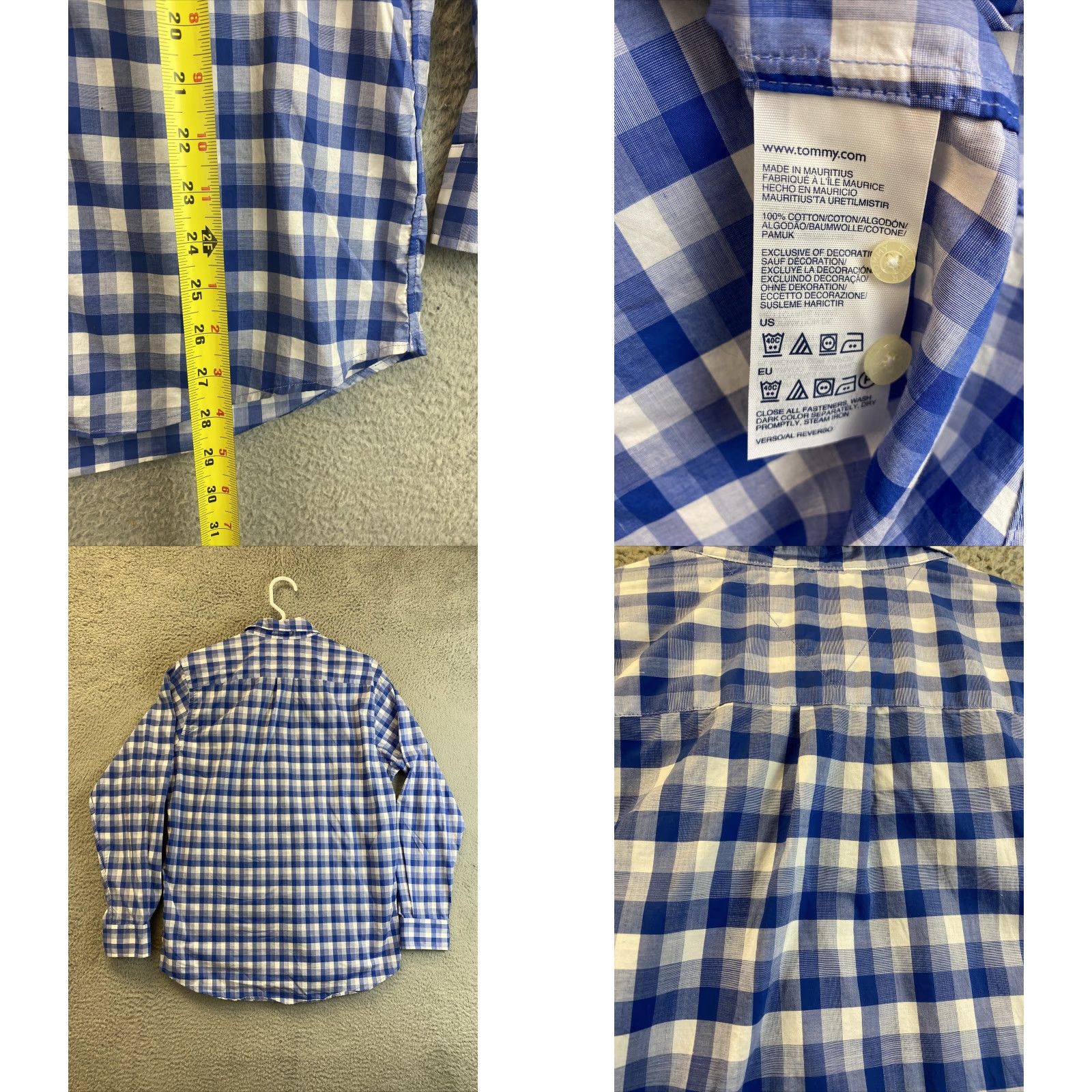 Tommy Hilfiger VINTAGE Tommy Hilfiger Dress Shirt Men Small Plaid Button-Up Casual Long Sleeve Blue 90s Mens Size US S / EU 44-46 / 1 - 8 Thumbnail