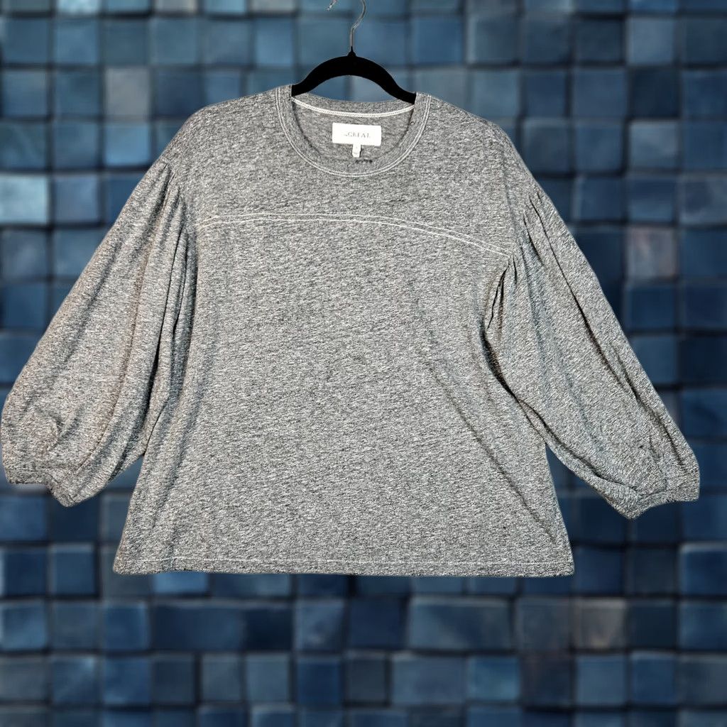 THE GREAT The Great Women’s T-Shirt Long Sleeve Gray Size 0 Regular Fit Casual Basic Cotton Blend Polyester Rayon Check Pictures Size XS / US 0-2 / IT 36-38 - 1 Thumbnail