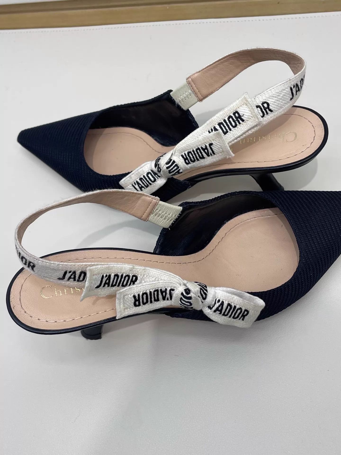 Dior Dior Black Kitten-Heel Bow Pointed Toe Sandals 38 Size US 7.5 / IT 37.5 - 4 Thumbnail