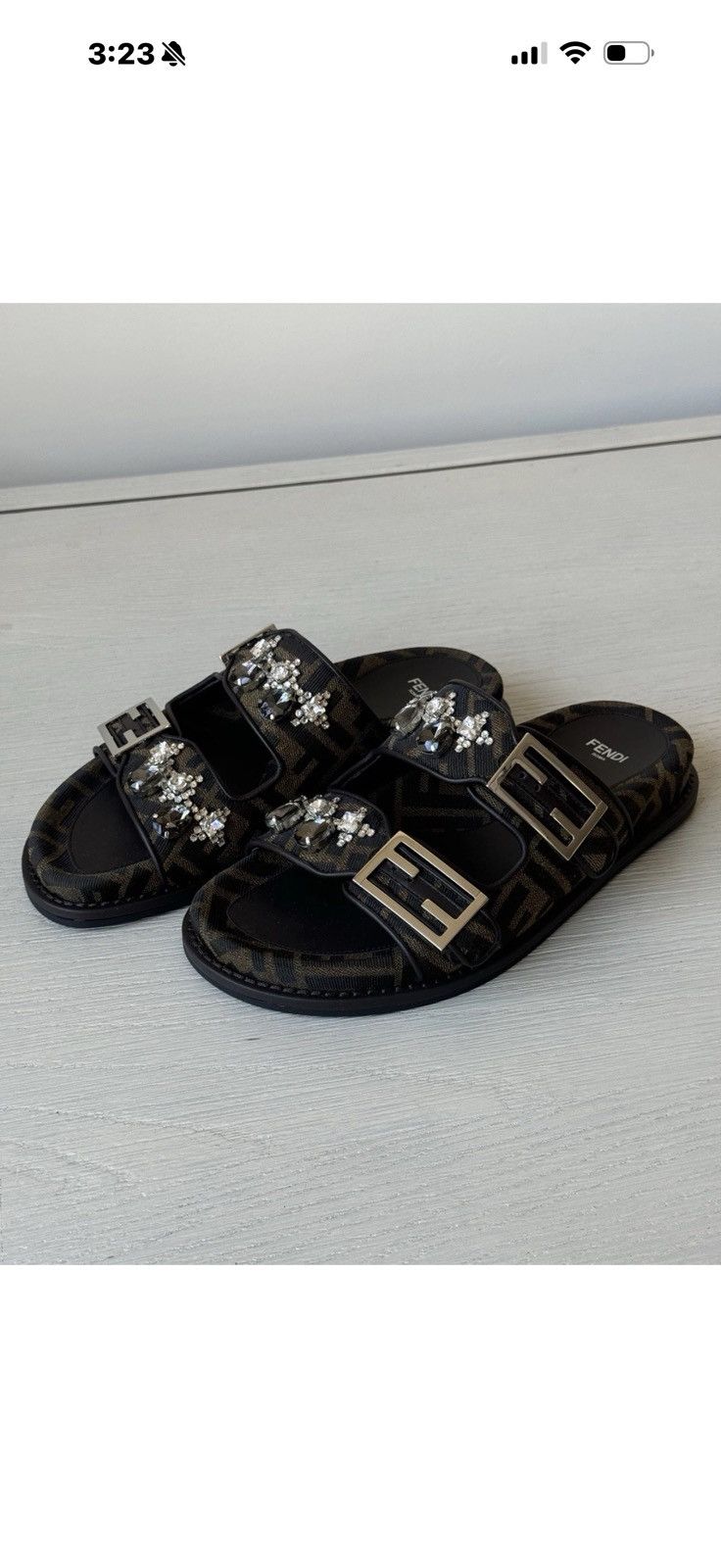 Fendi Fendi Crystal Ff Fabric Slides size 37 Size US 6.5 / IT 36.5 - 3 Thumbnail