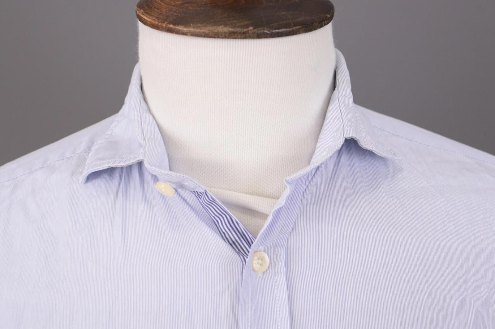Designer Hackett London Slim Fit Blue Pinstripe Down Shirt Size M Size US M / EU 48-50 / 2 - 4 Thumbnail