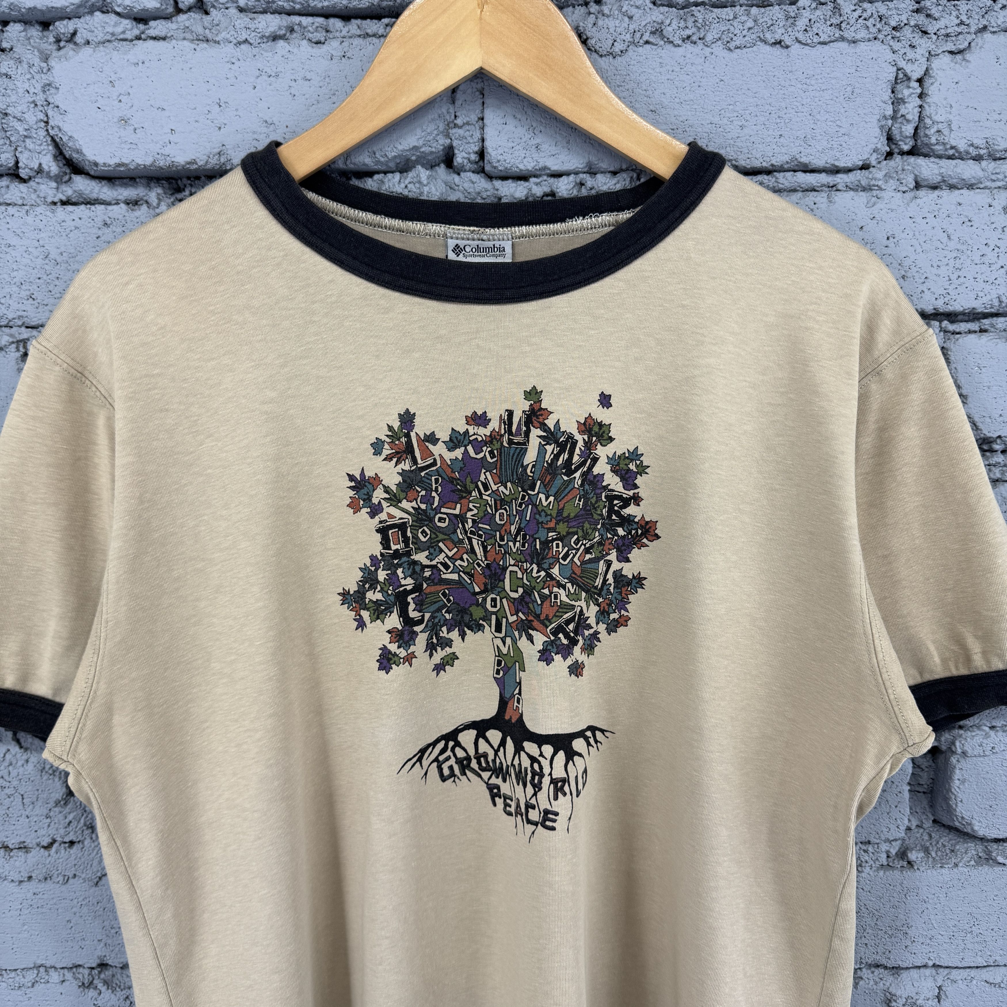 Columbia Vintage 00s Columbia Ringer Tree Graphic "GROUND PEACE" Tee Size US L / EU 52-54 / 3 - 3 Thumbnail