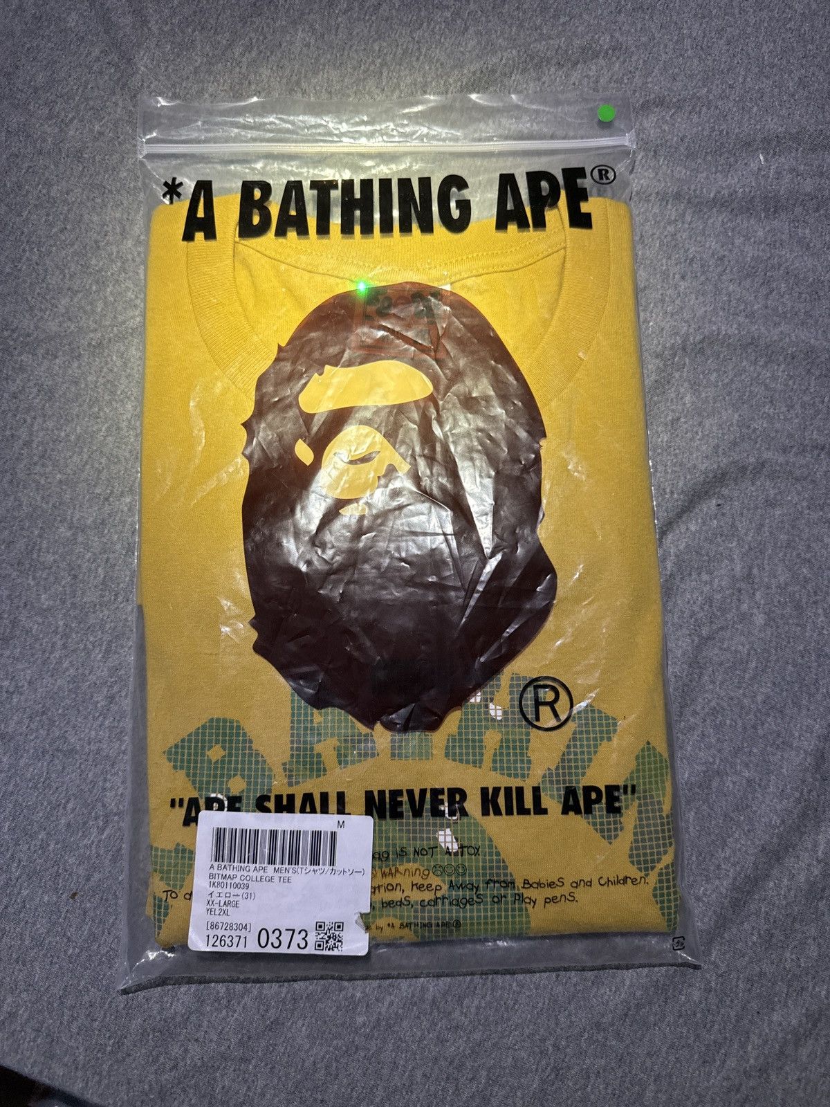 Bape A Bathing Ape Men’s Bitmap College Tee Size US XXL / EU 58 / 5 - 2 Thumbnail
