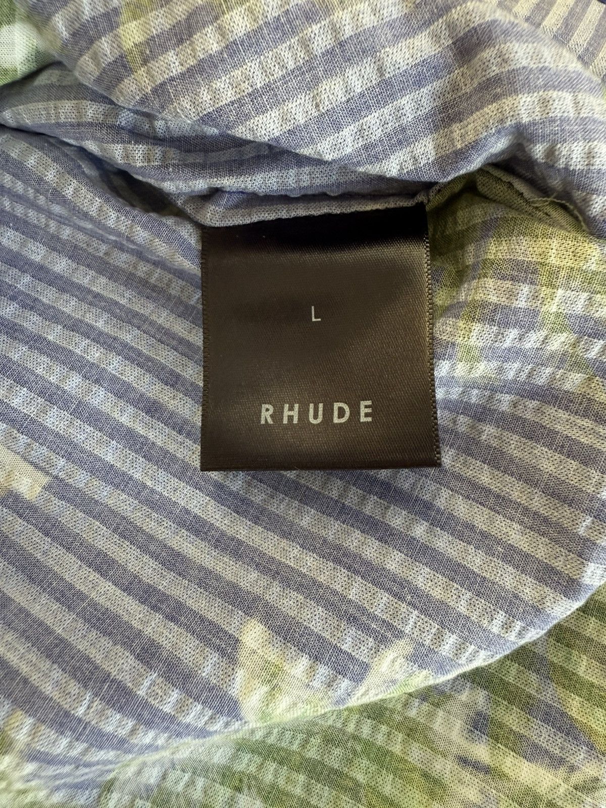 Rhude RHUDE SEARSUCKER HAWAIIAN BLUE/GREEN BUTTON-UP SHIRT Size L Size US L / EU 52-54 / 3 - 8 Thumbnail