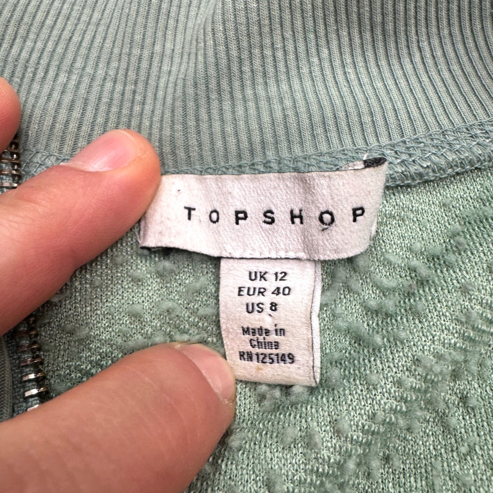 Topshop Topshop Green Sweatshirt 1/4 Zip Women 8 Fleece Mock Neck Outdoor Casual Pullover Long Sleeve Size M / US 6-8 / IT 42-44 - 5 Thumbnail