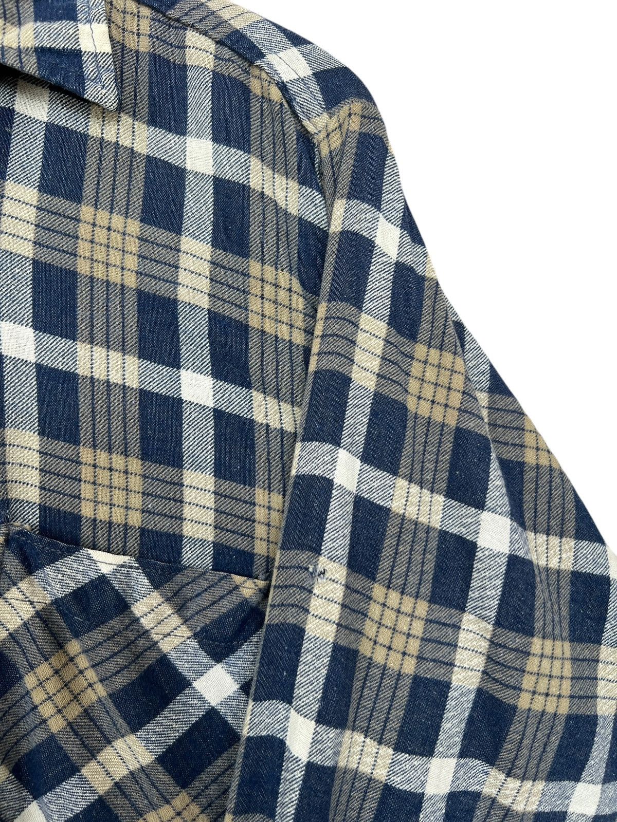 FiveBrother Vintage 50s Five Brother Blue Checkered Flanner Shirt Size US L / EU 52-54 / 3 - 5 Thumbnail