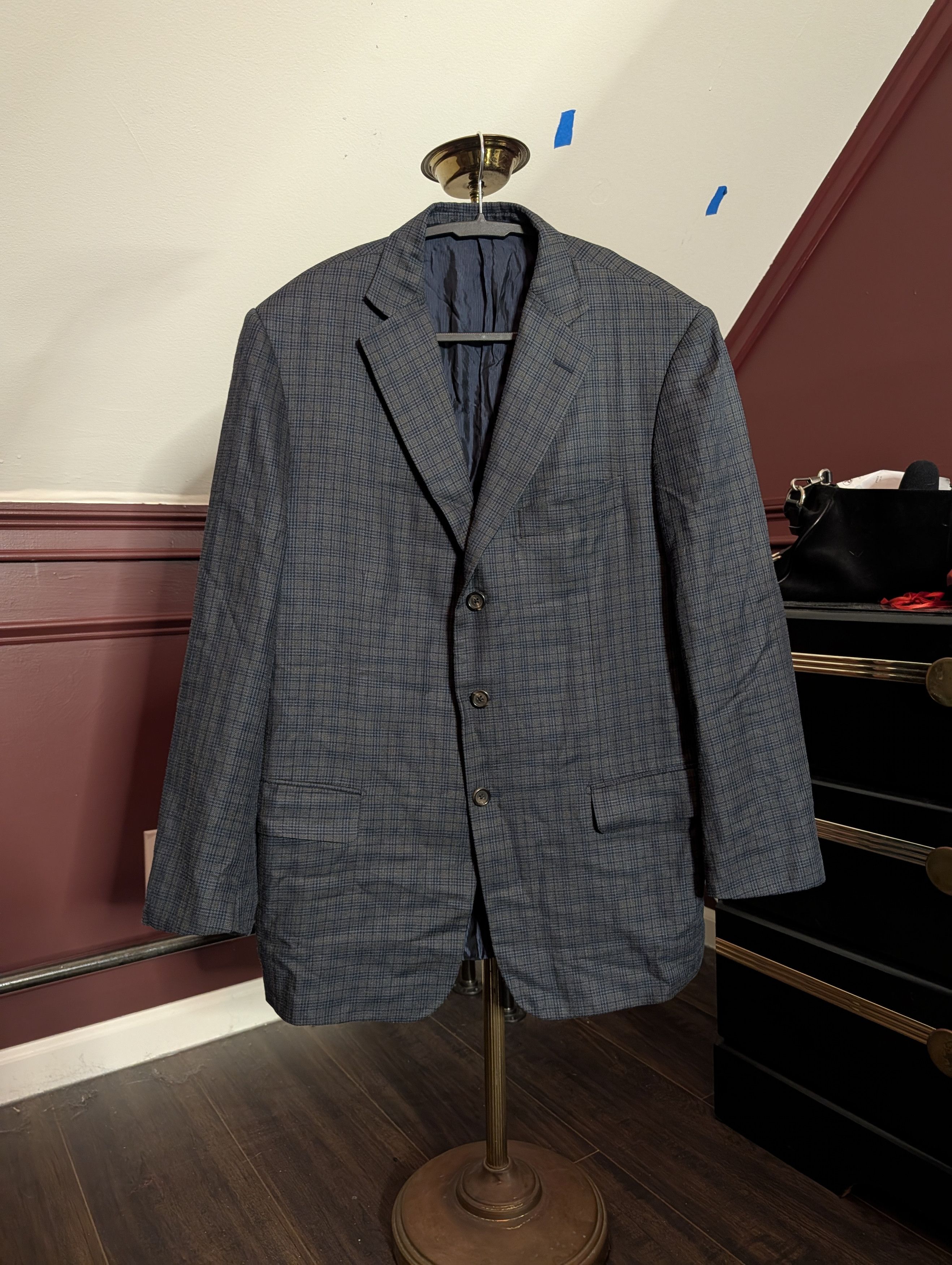 Pal Zileri SILK Green Blue plaid patterned made in Italy sport coat Size 42R - 1 Thumbnail