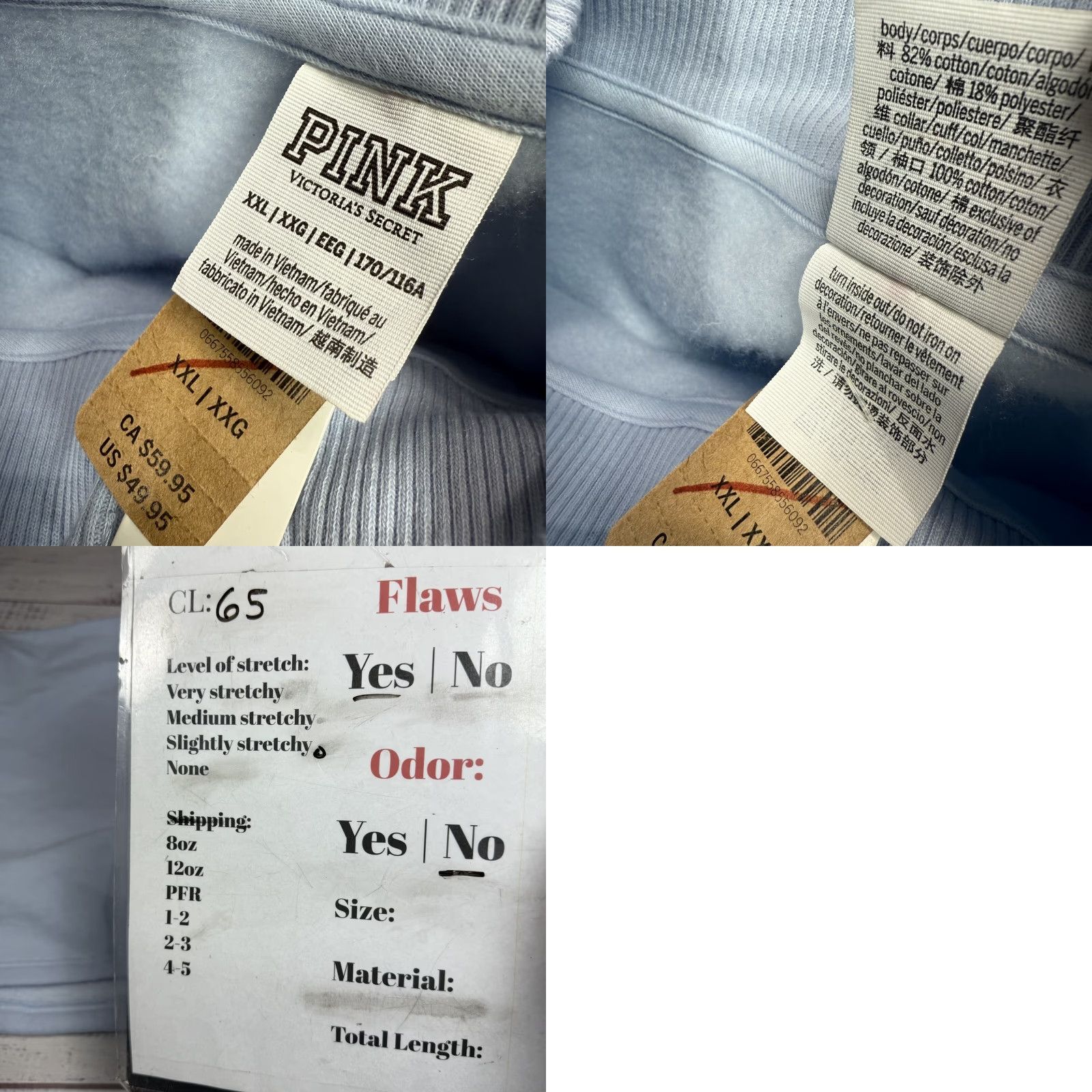 Victoria's Secret VINTAGE Victoria's Secret Pullover Sweatshirt X-Large Blue 2XL Womens Sweatshirt Pullover Cotton Polyester Fleece Lining New Size XXL / US 16-18 / IT 52-54 - 8 Thumbnail