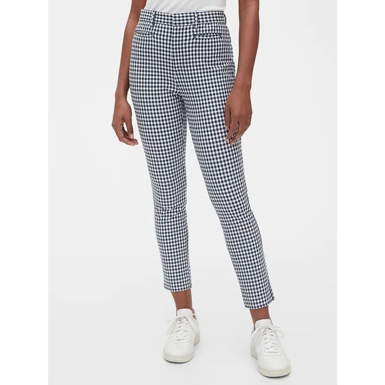 Gap GAP Mid Rise Skinny Ankle Pants Navy Gingham Stretch 2 Size 26" / US 2 / IT 38 - 2 Thumbnail