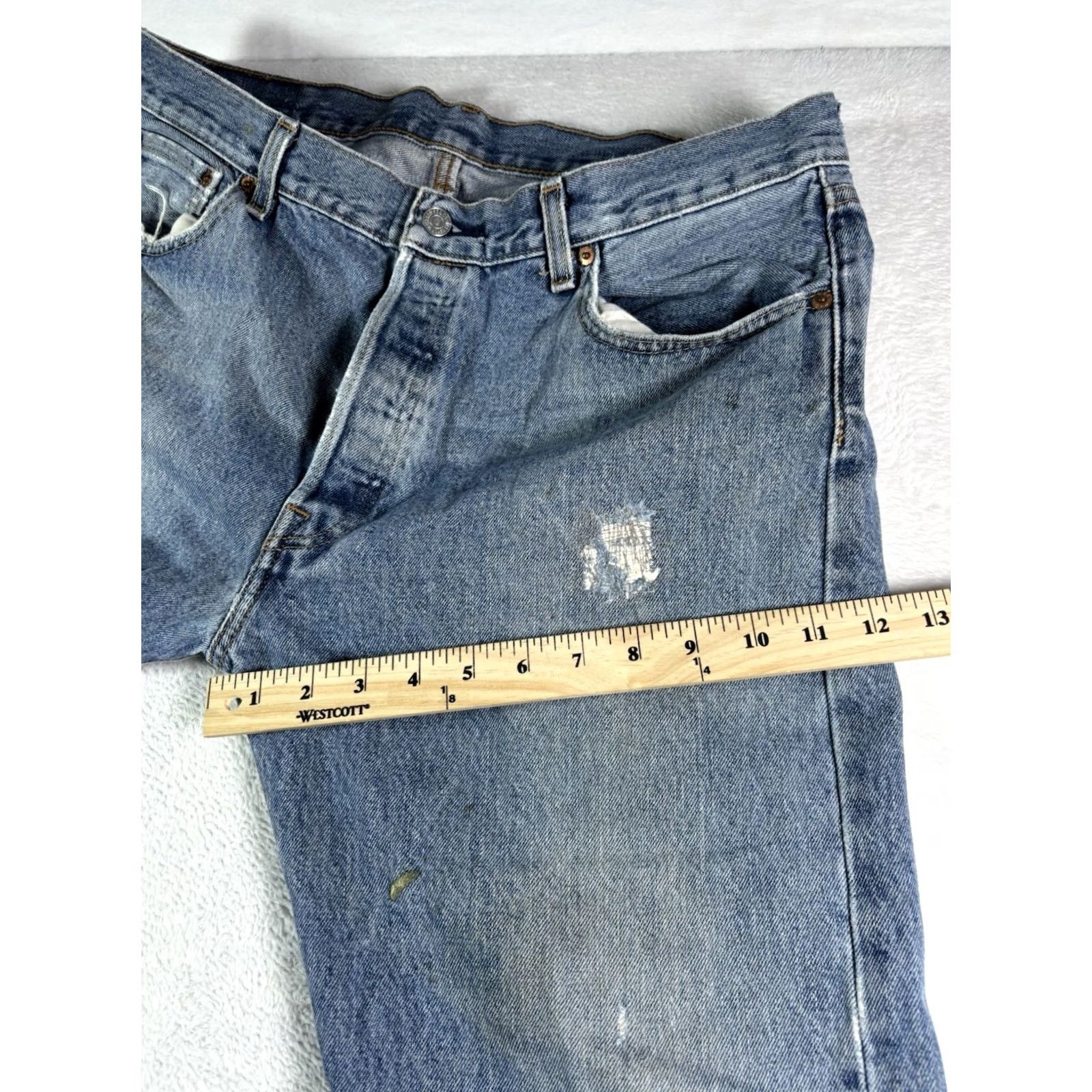 Levi's VINTAGE Levi's 501 Jeans Mens 36x30 Button Fly Distressed Denim Straight Leg Fit Stonewash Blue Size US 36 / EU 52 - 6 Thumbnail