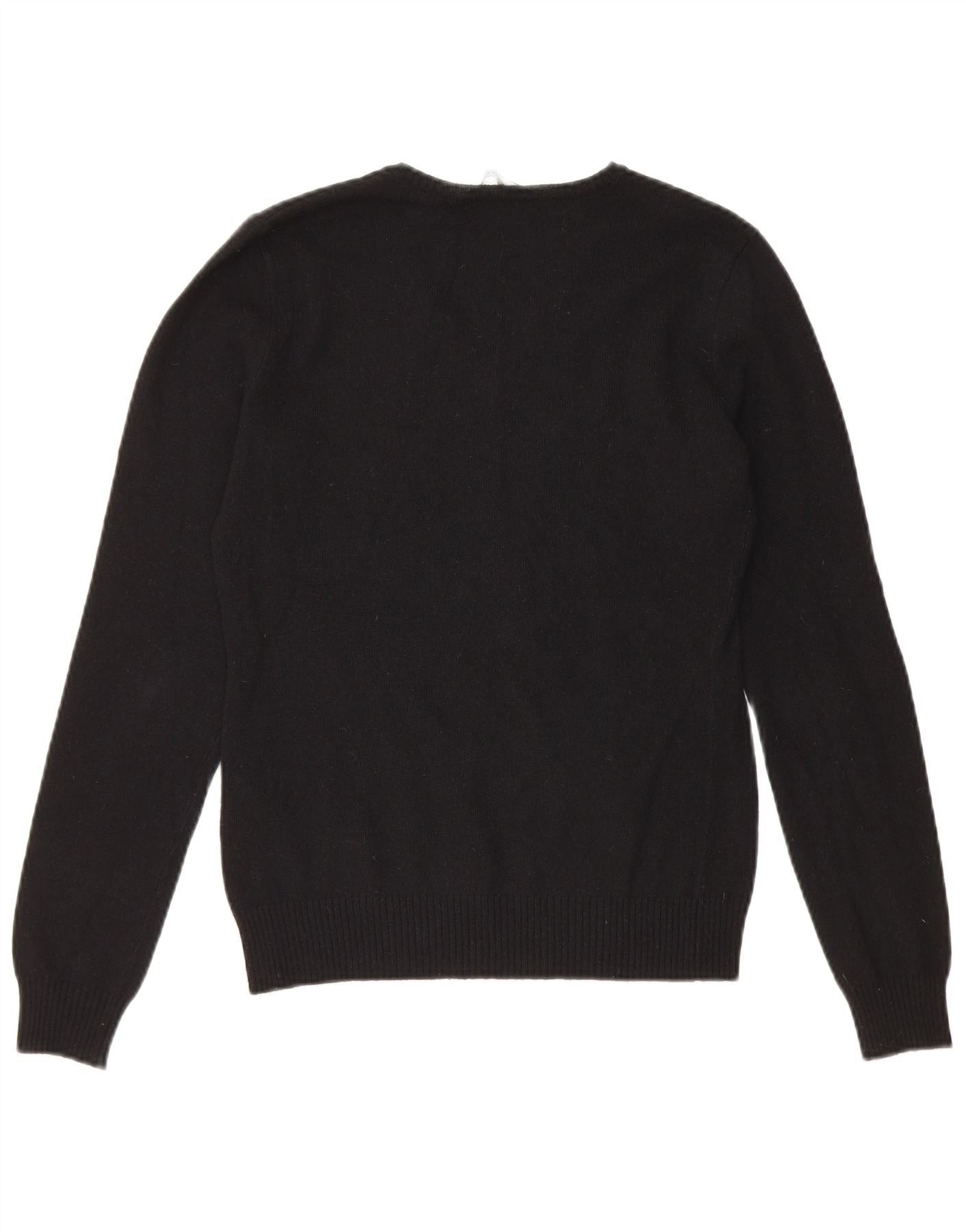 Ralph Lauren Womens V-Neck Jumper Sweater UK 12 Medium Black Merino Wool Size XS / US 0-2 / IT 36-38 - 1 Thumbnail