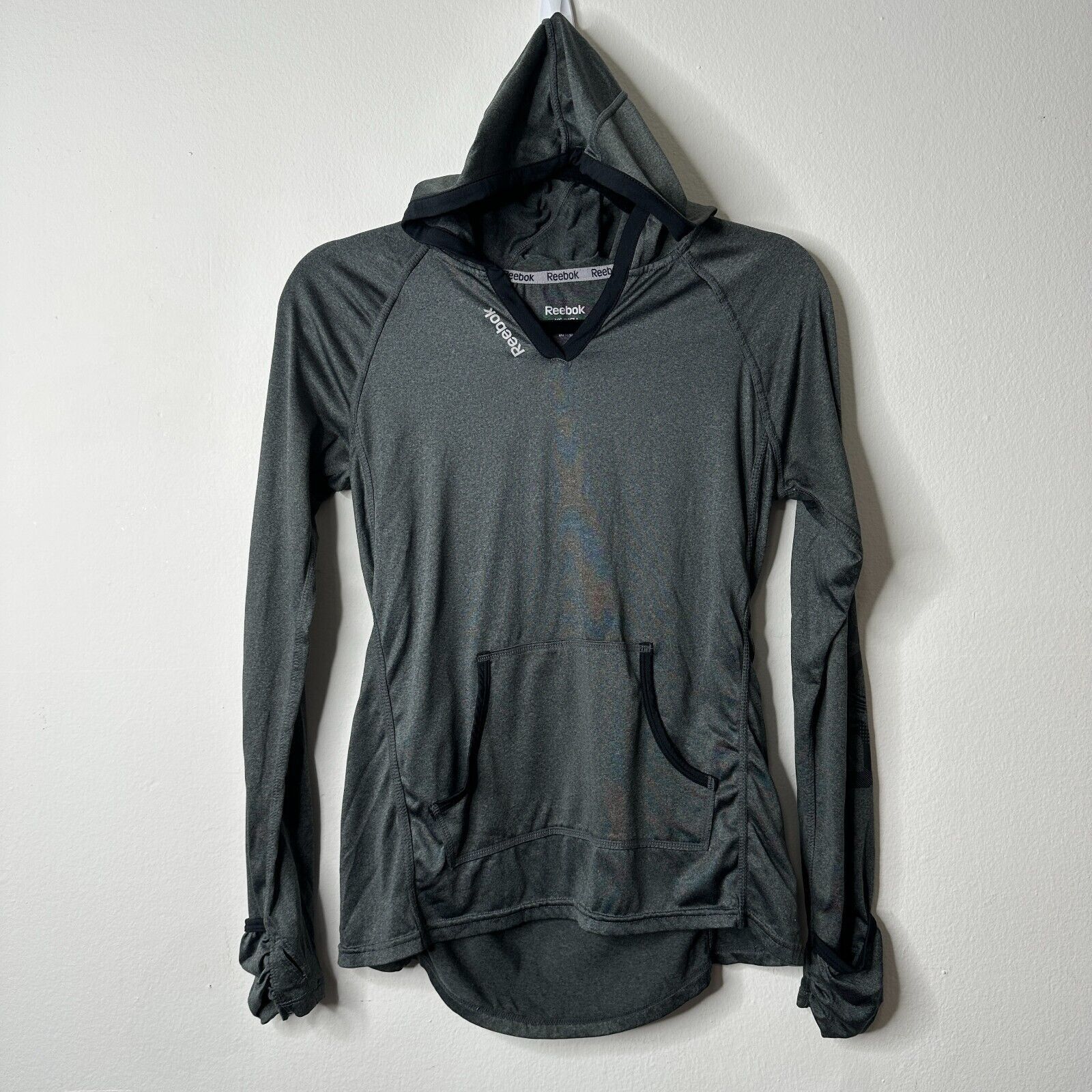 Reebok Reebok Gray Long Sleeve Hooded Pullover Shirt Front Pockets Size XS / US 0-2 / IT 36-38 - 11 Thumbnail
