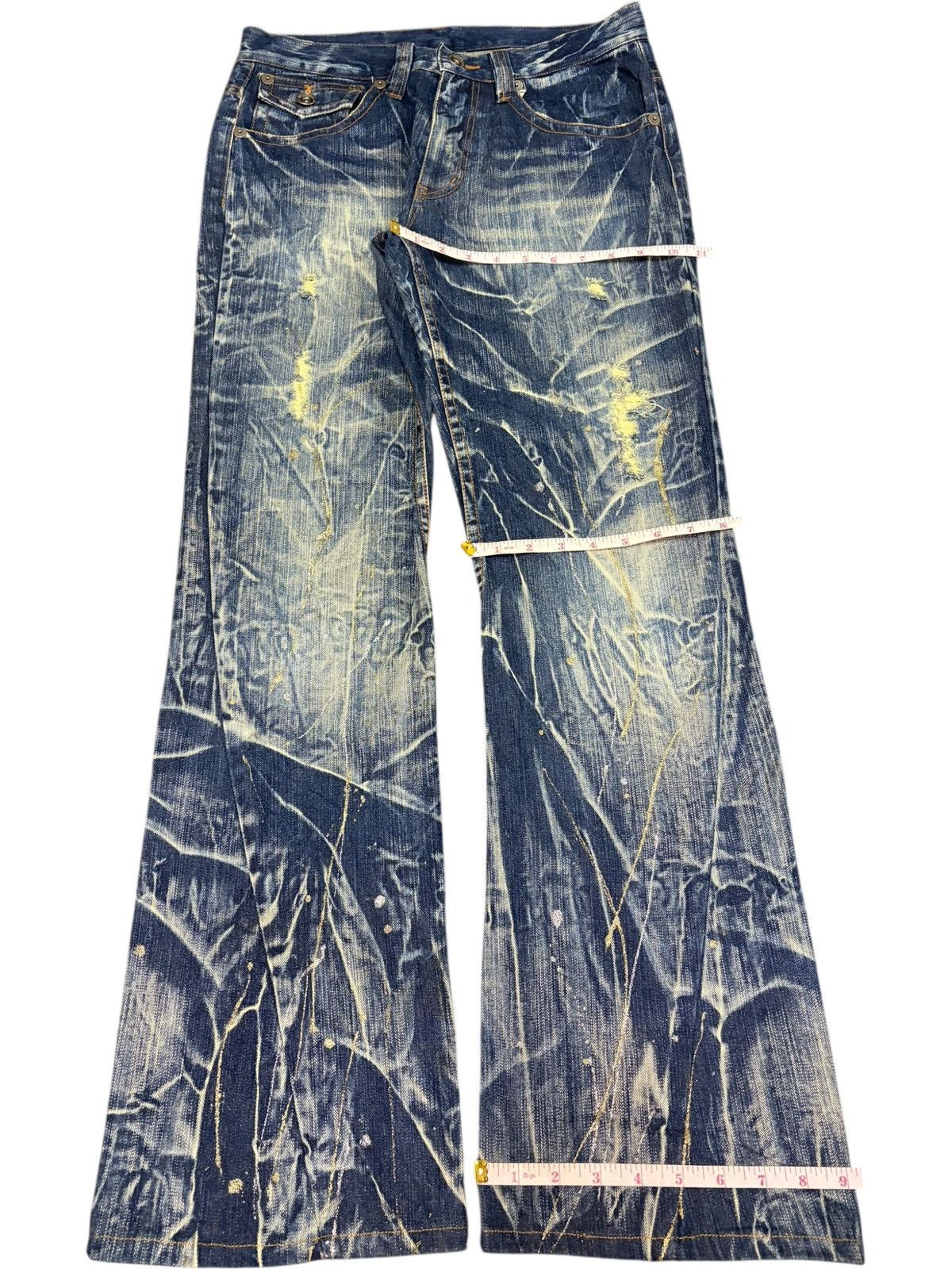 If Six Was Nine Vintage Japanese Brand Rusty Wash Distress Flare Jeans Size US 31 - 8 Thumbnail