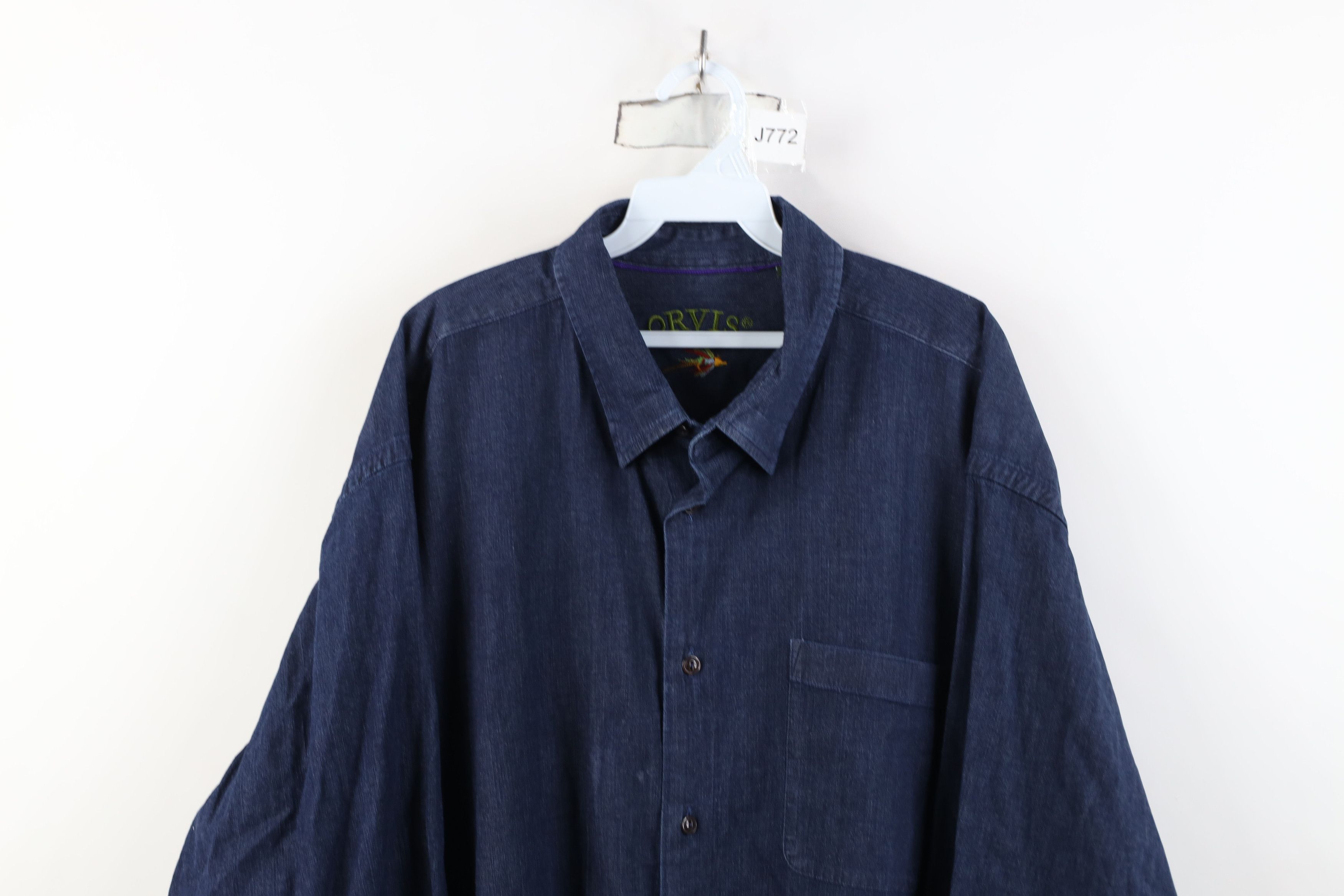 Orvis Vintage Orvis Denim Collared Button Down Shirt Indigo Size US XXL / EU 58 / 5 - 2 Thumbnail
