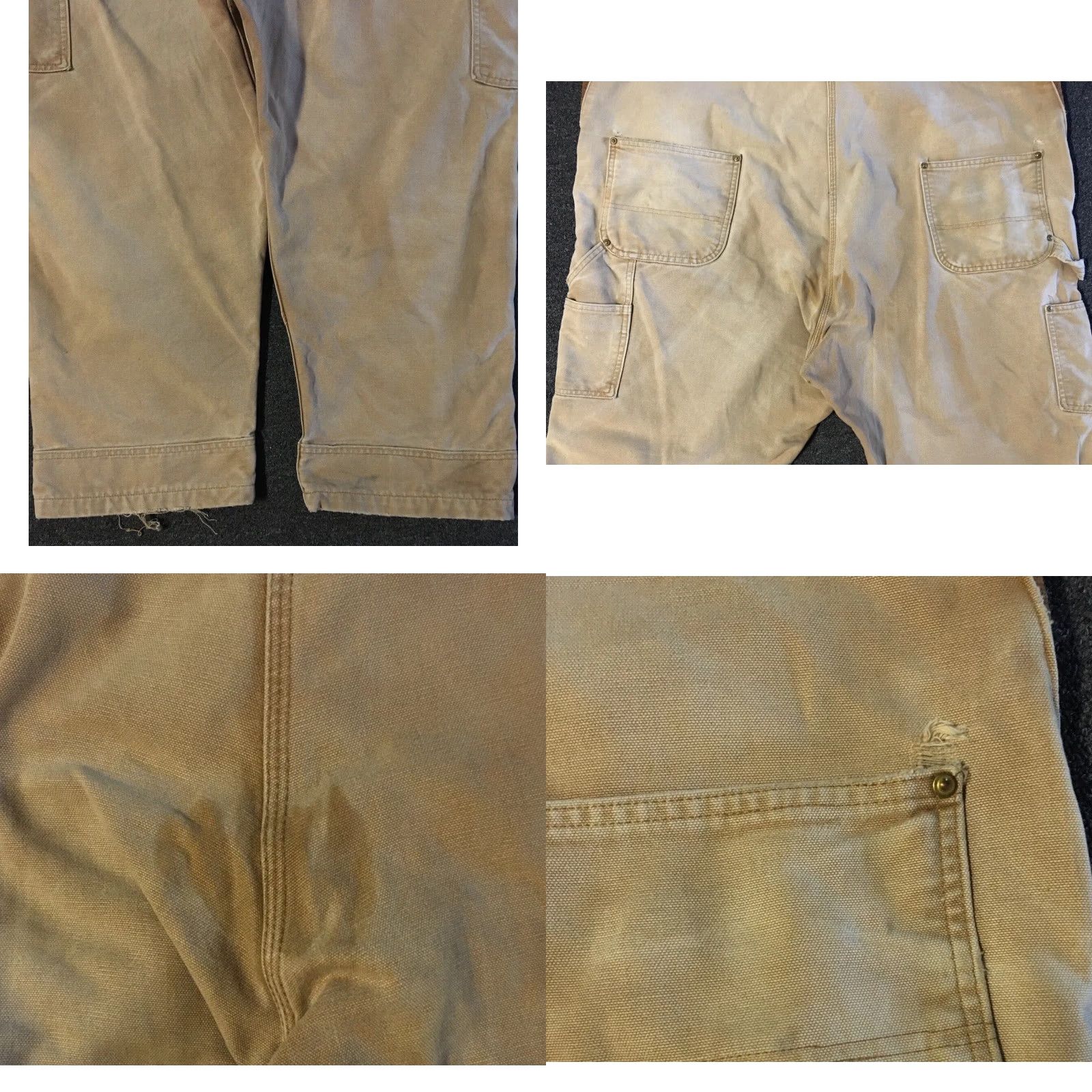 Carhartt VINTAGE Carhartt Overalls Jeans 48 Tan Distressed Faded Double Knee 27 Inseam Trucker Workwear 80s 90s Grunge Punk Rocker Mens Size US 32 / EU 48 - 8 Thumbnail