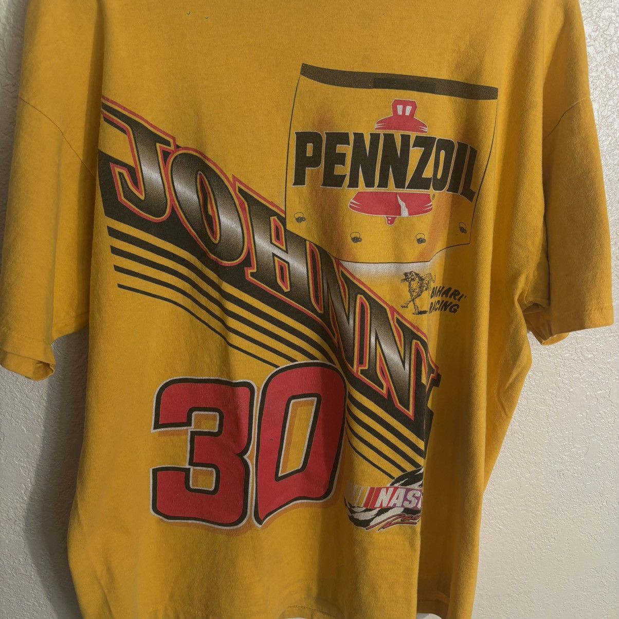 NASCAR Vintage 90s NASCAR Johnny Benson #30 Pennzoil Racing Tee Size US XL / EU 56 / 4 - 5 Thumbnail